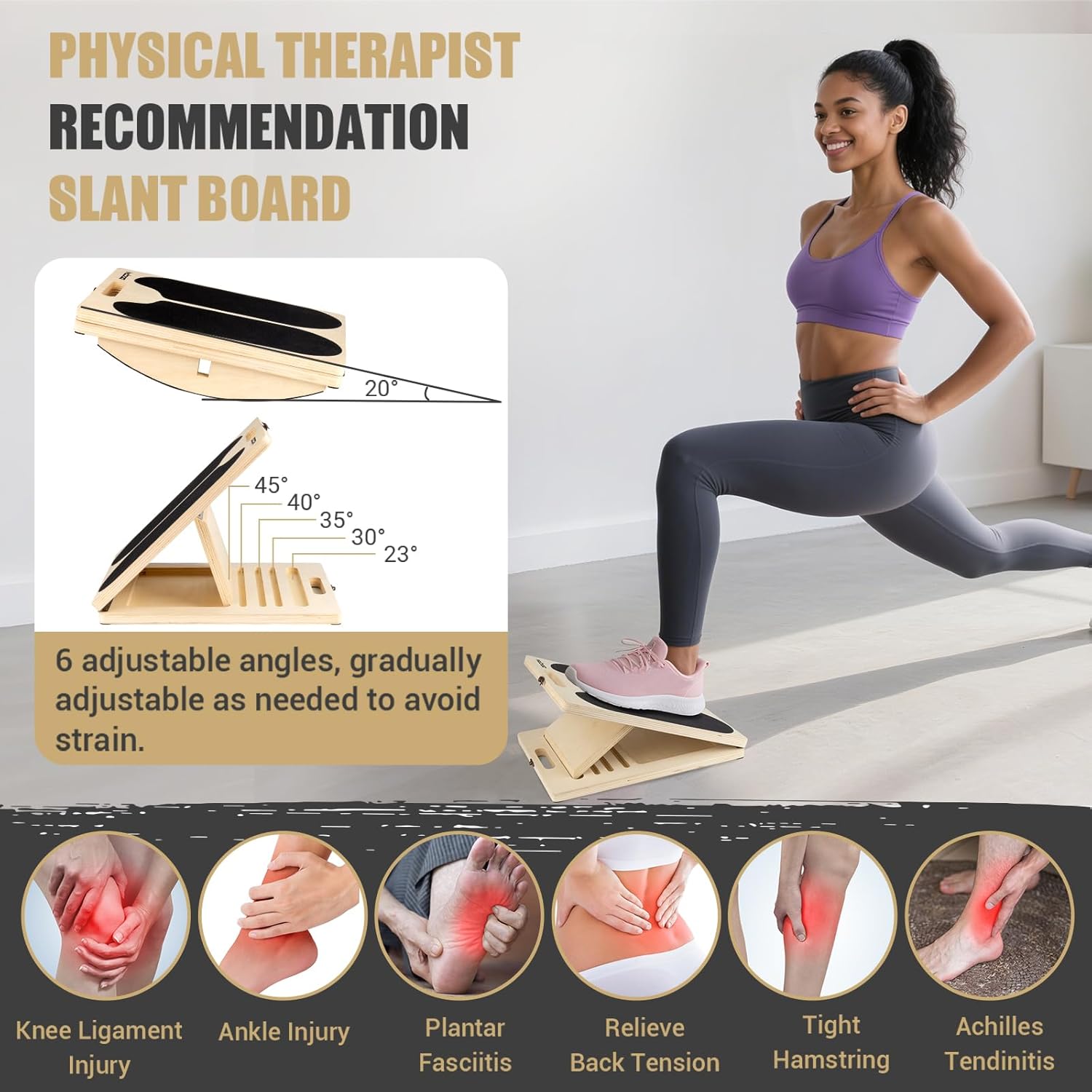 3-in-1 Slant Board & 180°/360° Balance Board, Portable 6 Angle Adjustable Calf Stretcher with Training Poster, Anti-Slip 300LBS Wobble Board for Physical Therapy, Standing Desk & Core Strength - Image 4