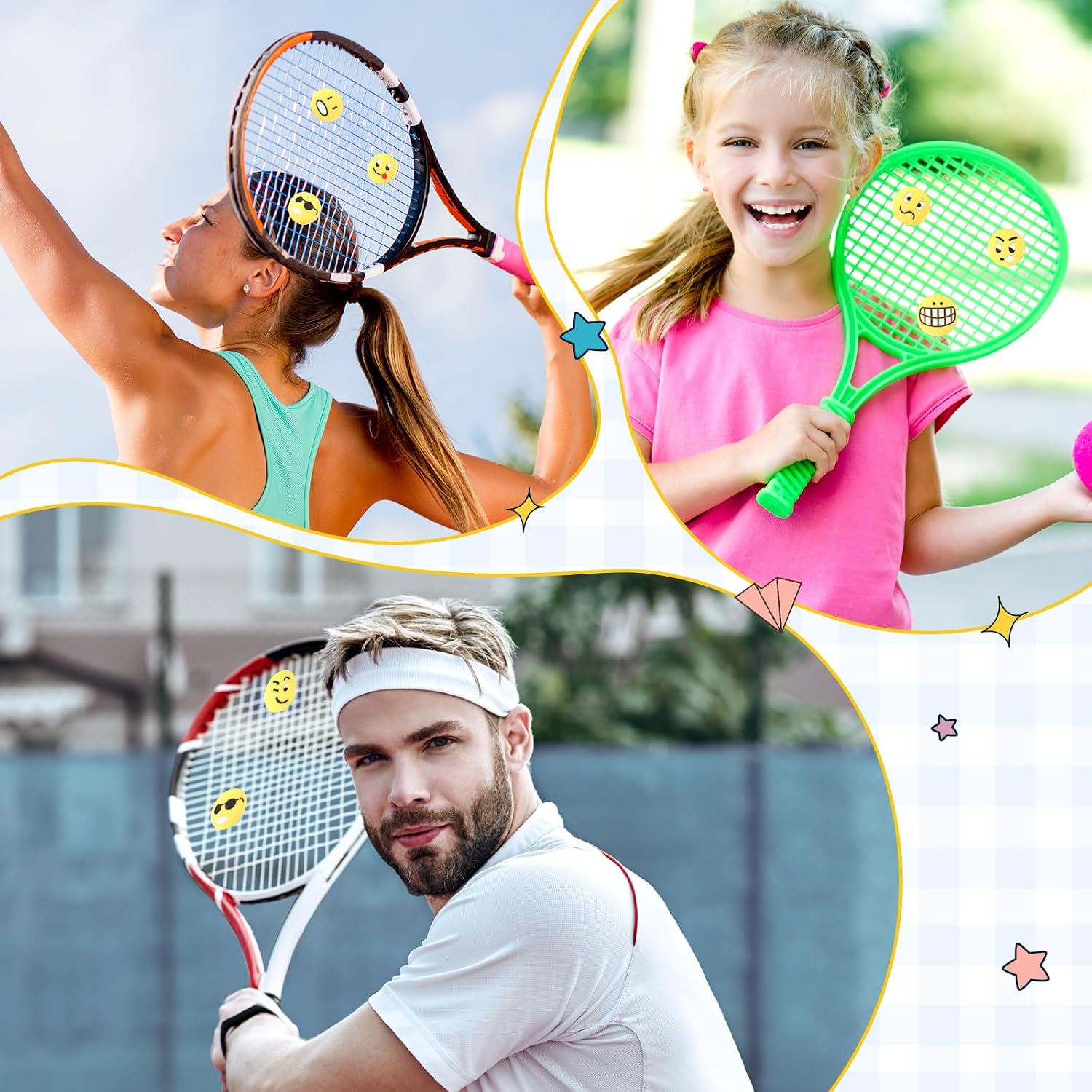 Jexine 30 Pcs Tennis Vibration Dampener Silicone Tennis Racket Dampener Cute Tennis Supplies for Gift (Assorted) - Image 4