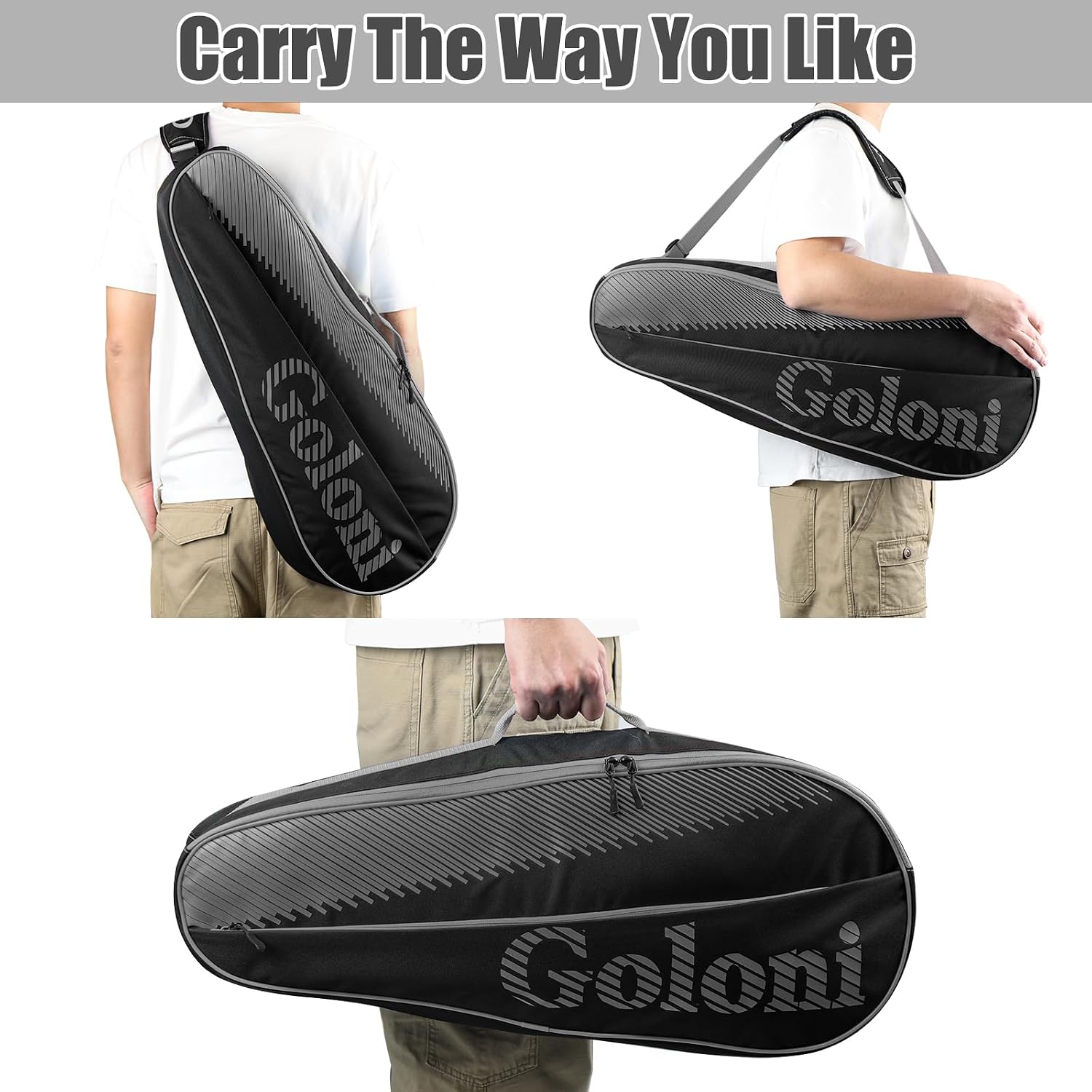 Goloni | 3 Racquet Tennis Bag, for Professional or Beginner Tennis Players, Rackets Cover Bag with Protective Pad & Lightweight | Unisex Design for Men, Women, Youth and Adults - Image 5