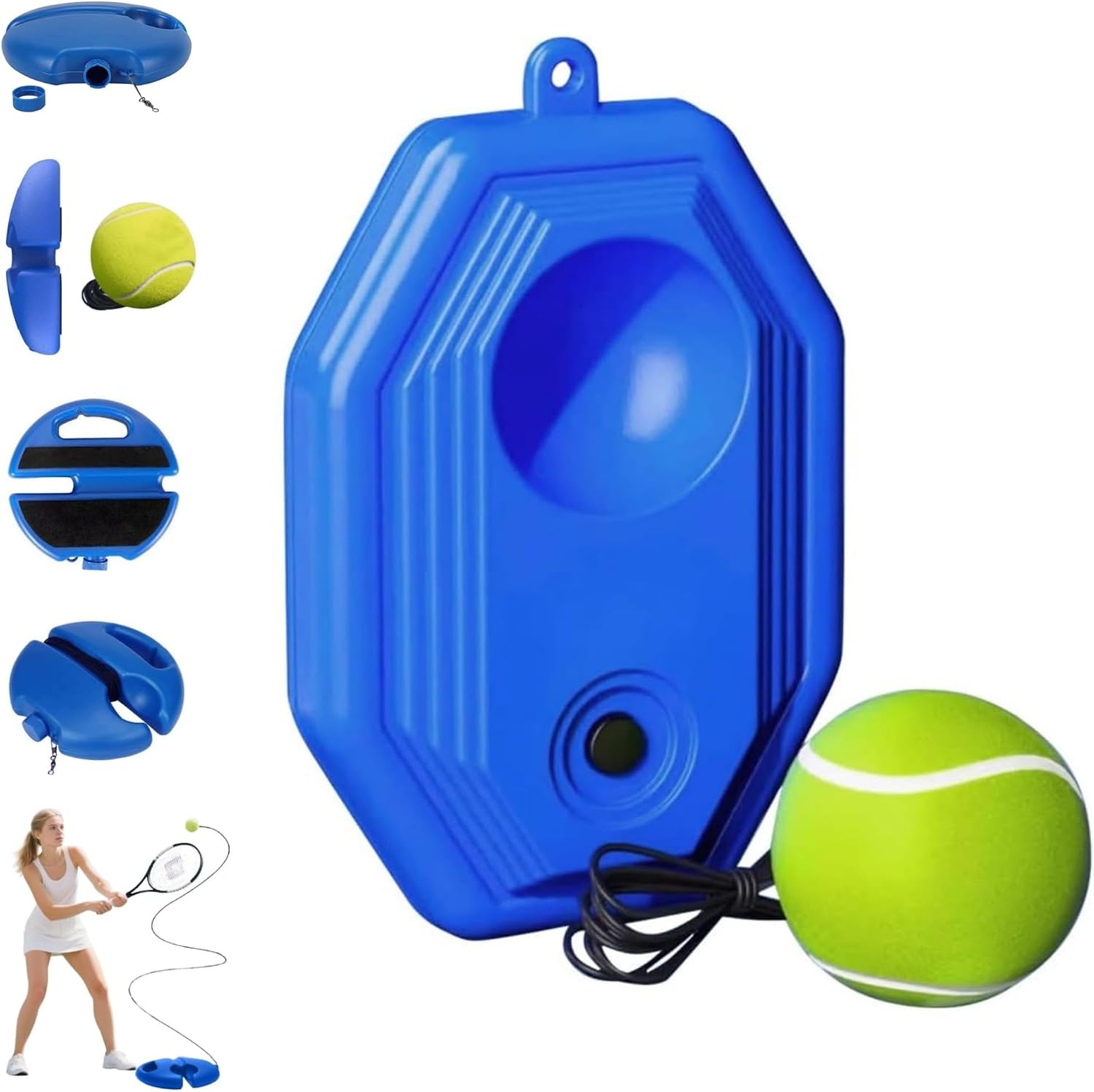 HISKI Tennis Ball Training Baseboard, Tennis Rebounder with Weighted Base, Tennis Trainer Ball with String, Portable Tennis Training Equipment Self Training Tool