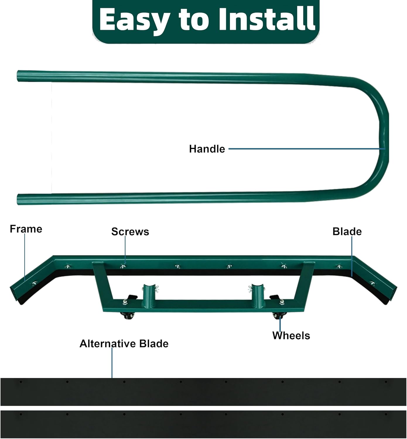 AIWFL 4.3FT Aluminium Alloy Sport Tennis Court Squeegee with Wheels, Tennis Court Rain Shuttle with Additional 2 EVA Foam Blade, Professional Squeegees Floor Water Remover Squeegee Broom, Green - Image 9