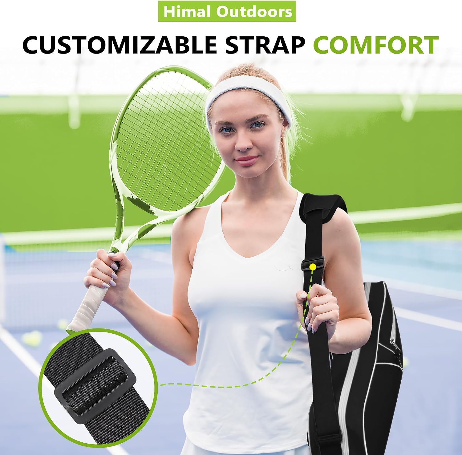 Himal 3 Racquet Tennis Bag With Protective Pad, Tennis Racket Bag for Men Women, Sports Enthusiasts of All Ages - Image 9