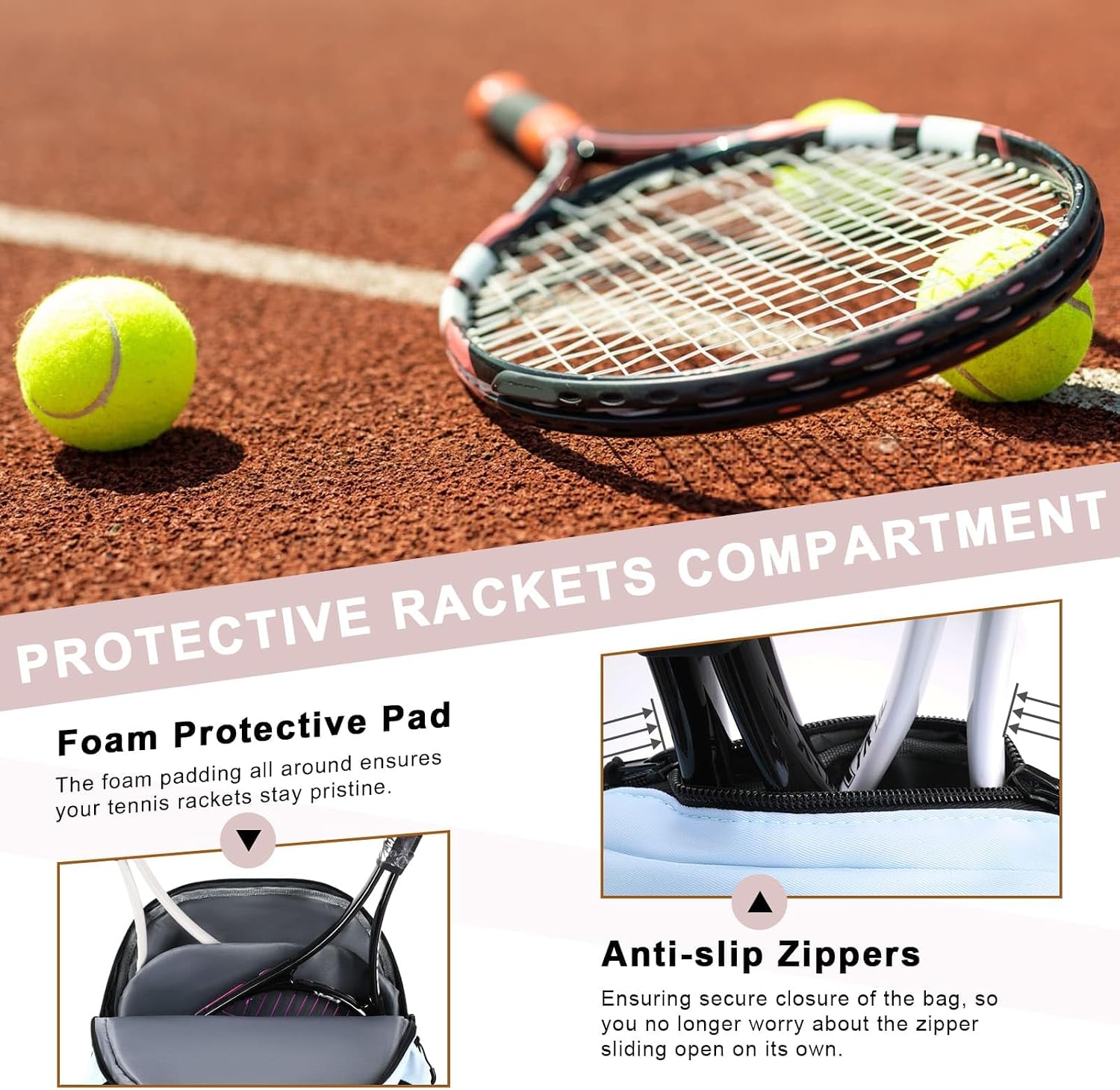 Arcoyard Tennis Bag Holds 2 Rackets, Professional Tennis Bags for Women, Tennis Backpack with Ventilated Shoe Compartment - Image 4