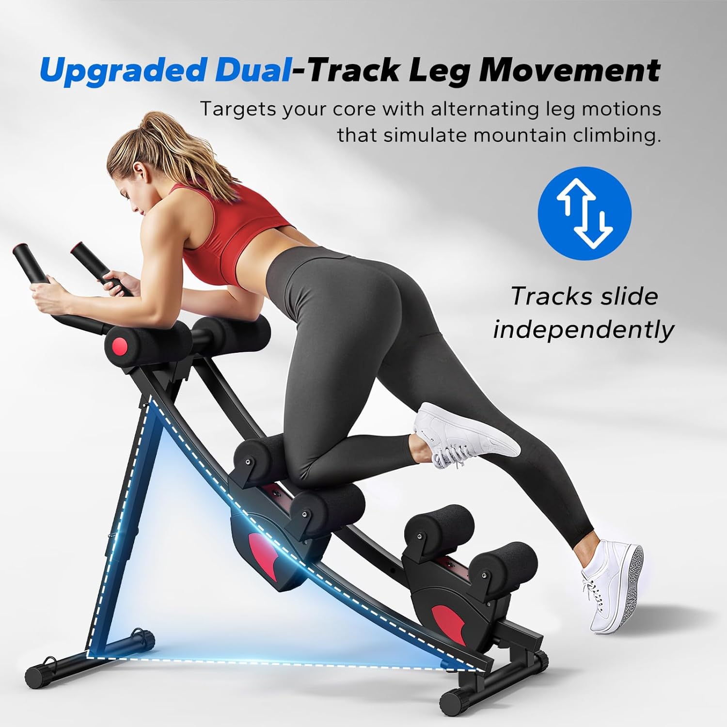 MERACH Ab Machine, Adjustable Ab Trainer Machine, AB Workout Equipment for Home Gym, Independent Dual Tracks for Mountain Climber, Foldable for Home Exercise, Load Capacity 440 LBS - Image 3