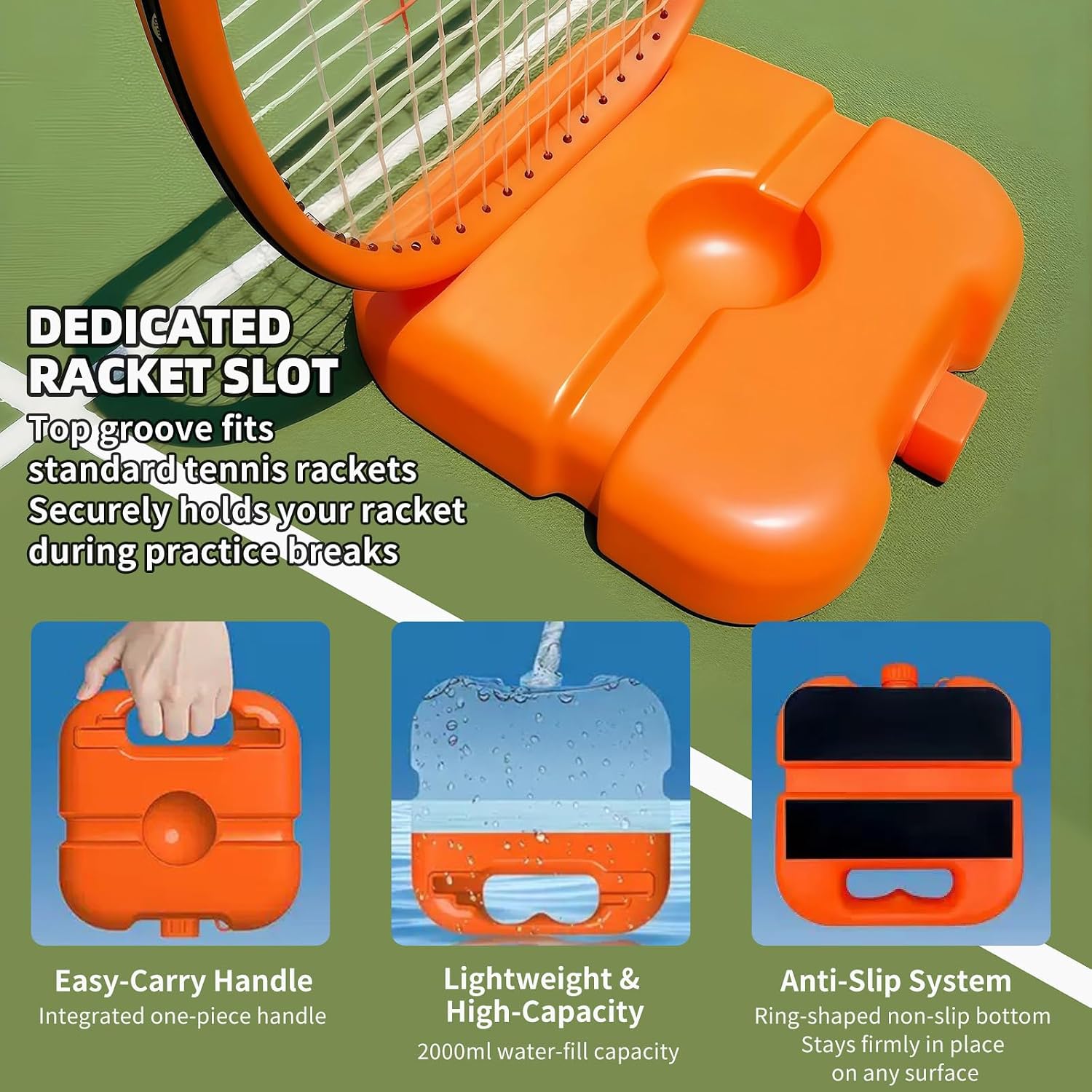 Tennis Trainer Rebounder Set- Portable Solo Practice System with 3 Rebound Balls, Waterproof Backpack & Stable Base,Perfect Tennis Buddy for Adults & Kids,Ideal Tennis Gift - Image 3