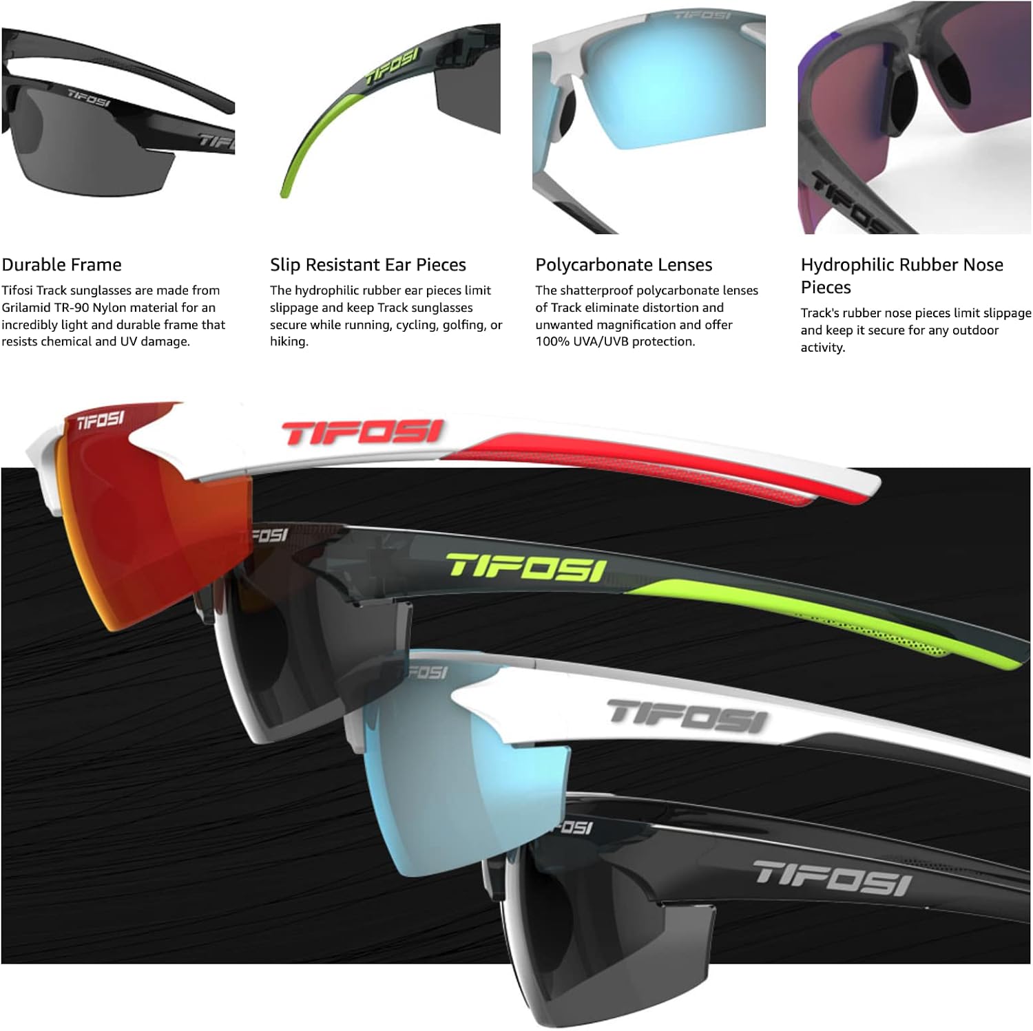 Tifosi Track Sport Men & Women Sunglasses - Ideal For Baseball, Golf, Pickleball, Running and Tennis - Unisex Glasses - Image 4
