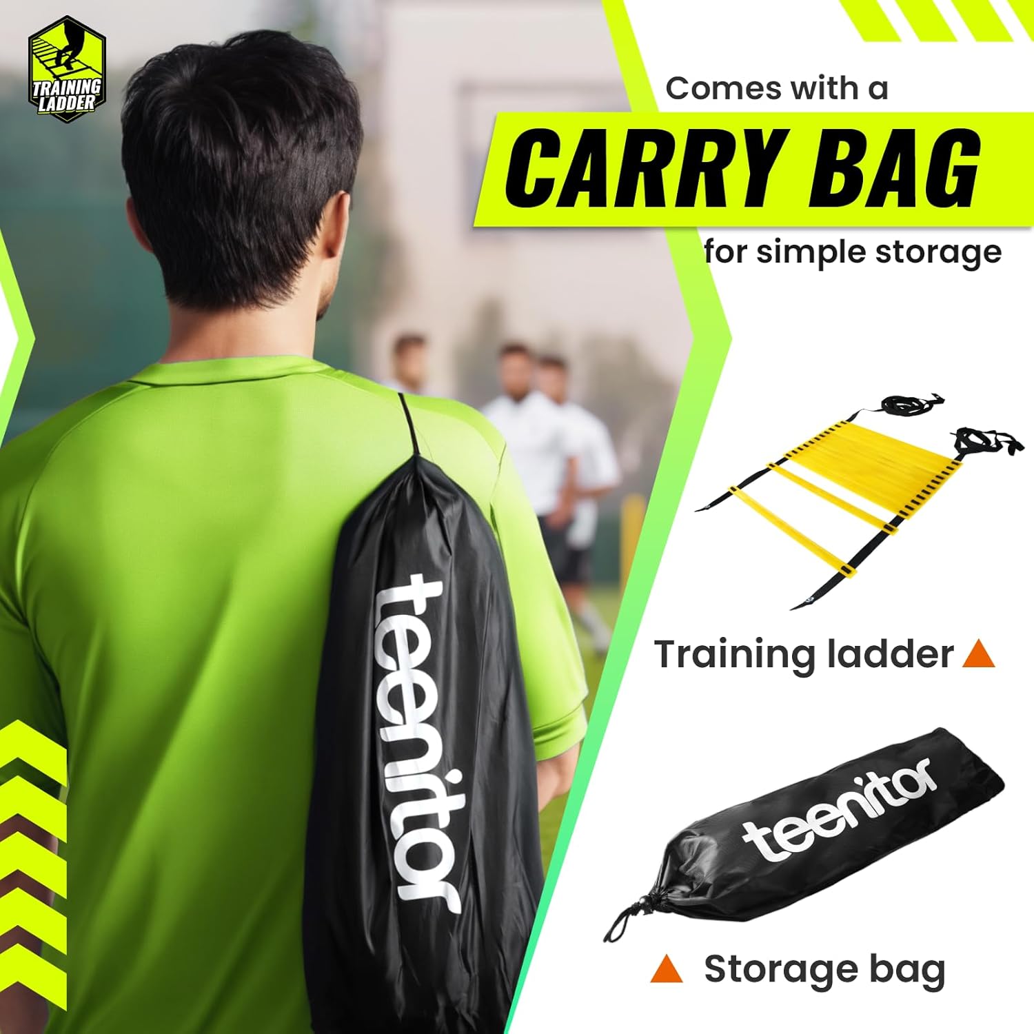 Teenitor Agility Ladder Speed Ladder Training Ladder for Soccer, Speed, Football Fitness Feet Training Carry Bag Agility Training Equipment 13 rungs, 23 feet - Image 4