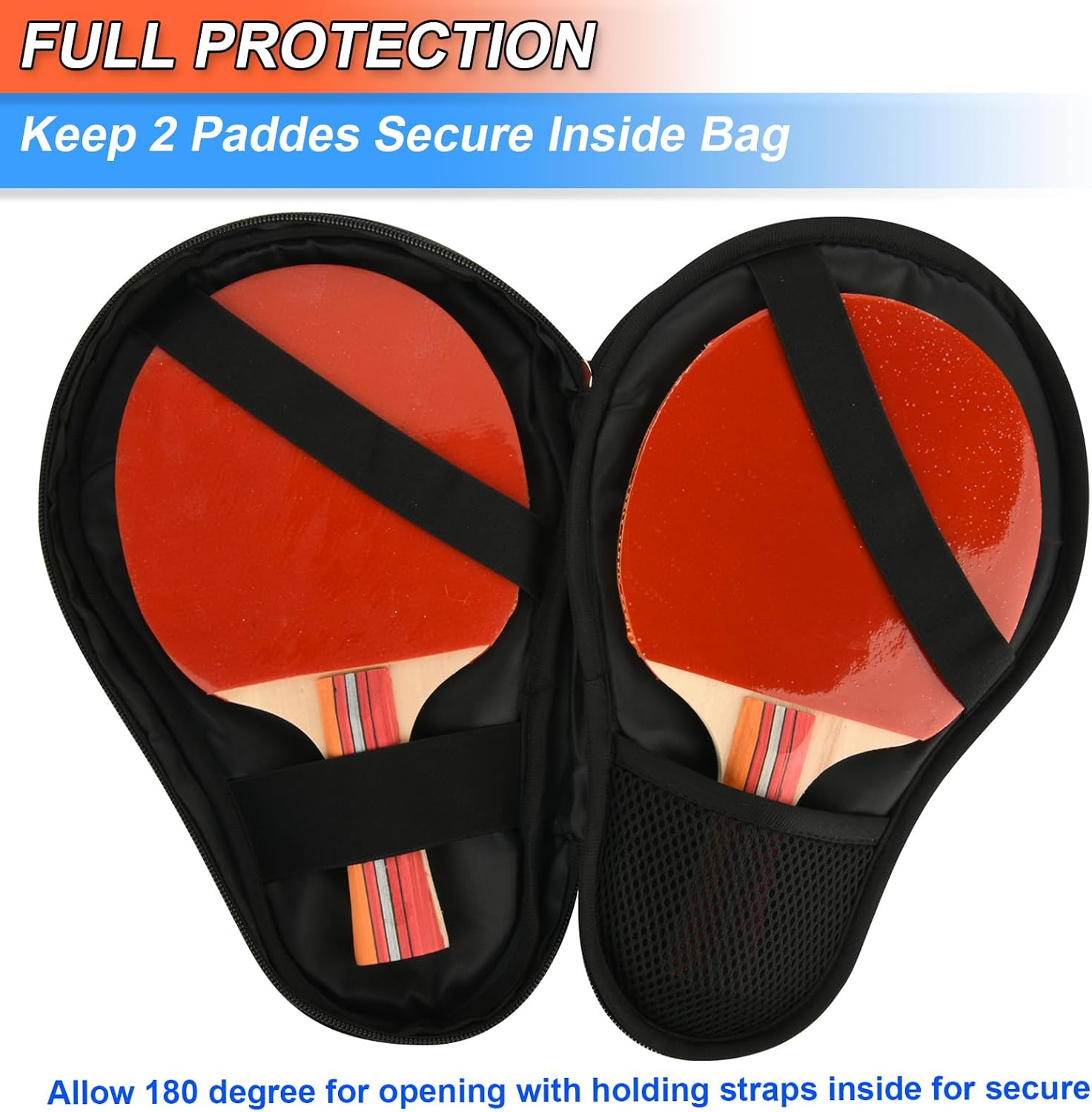 Cosmos Table Tennis Paddle Bag Paddles Case Cover Waterproof Ping Pong Racket Bat Storage Case Holder with Ping Pong Ball Mesh Storage Pocket Organizer, Fits 2 Paddles - Image 6