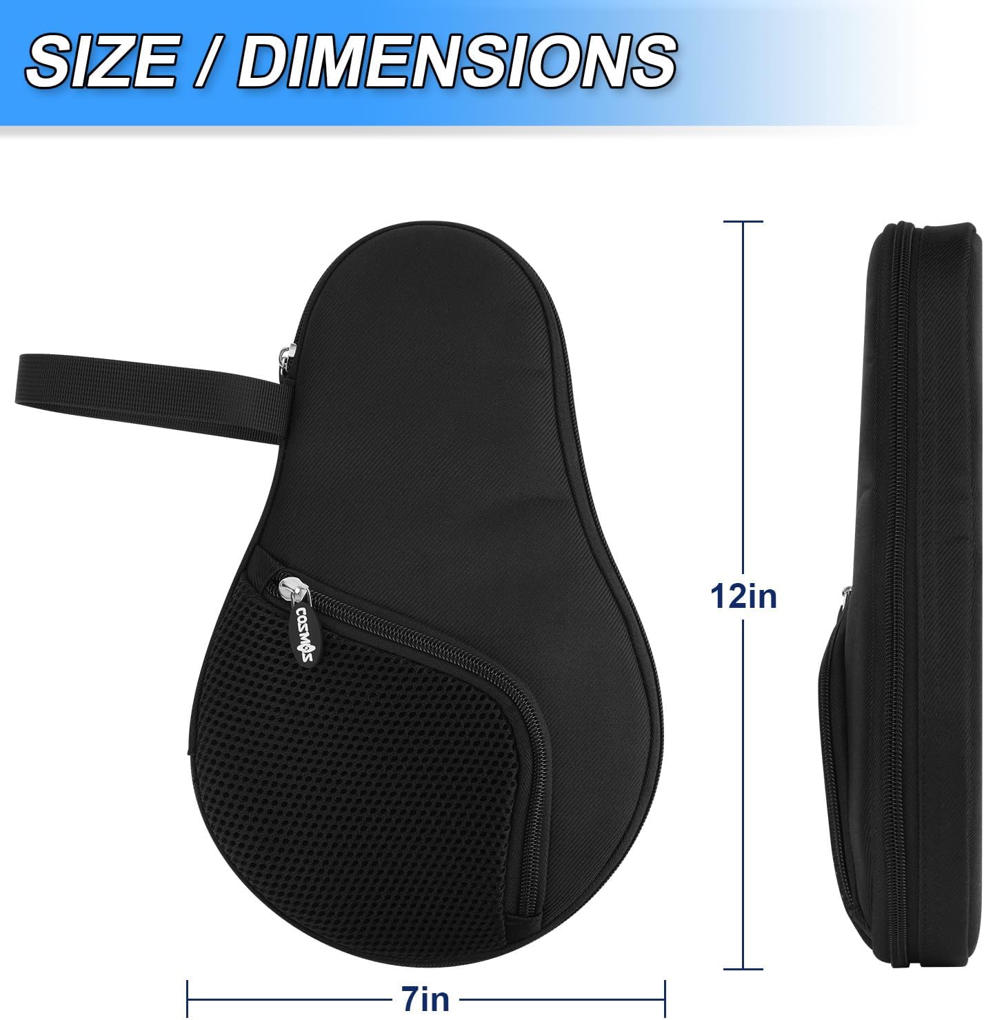Cosmos Table Tennis Paddle Bag Paddles Case Cover Waterproof Ping Pong Racket Bat Storage Case Holder with Ping Pong Ball Mesh Storage Pocket Organizer, Fits 2 Paddles - Image 2