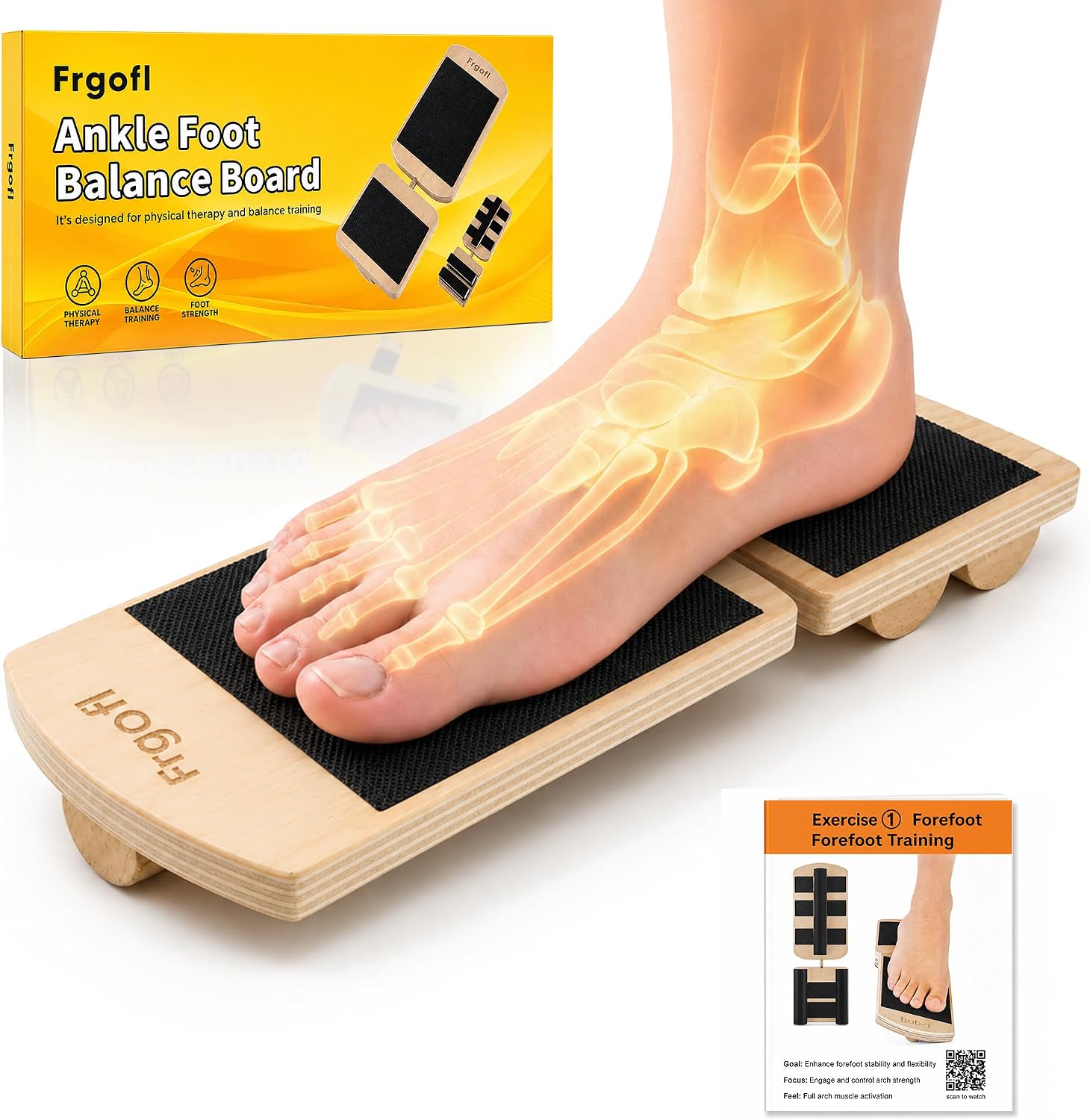 Balance Board for Ankle Strengthening & Physical Therapy - Adjustable Single Leg Board for Recovery from Sprains, Plantar Fasciitis | Stability Trainer with Video Guide and Carry Bag