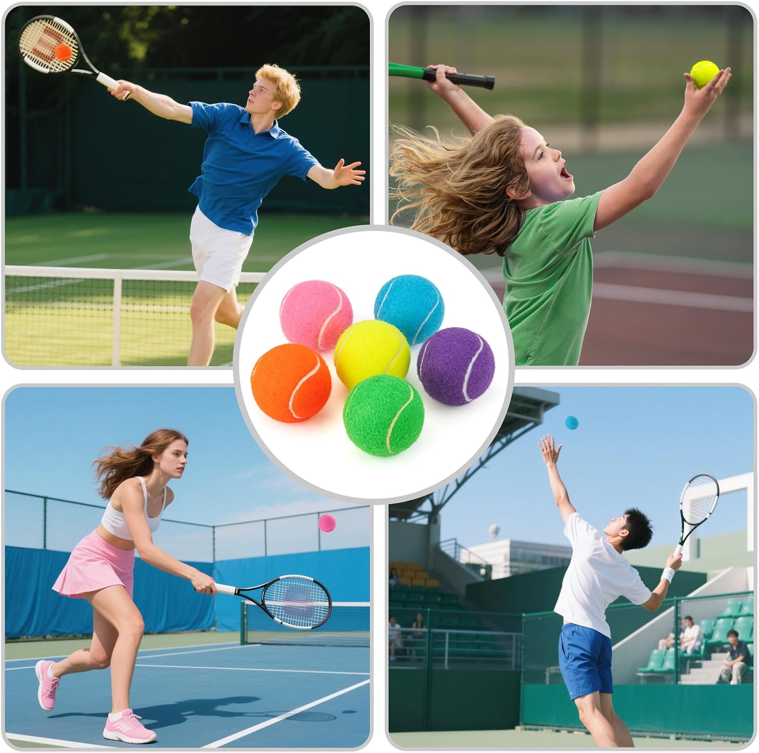PHOEPET 6-Pack Tennis Balls for Beginner Training Practice- Bulk Dog Balls for Fetch Chew Toys(Mix Colors) - Image 3