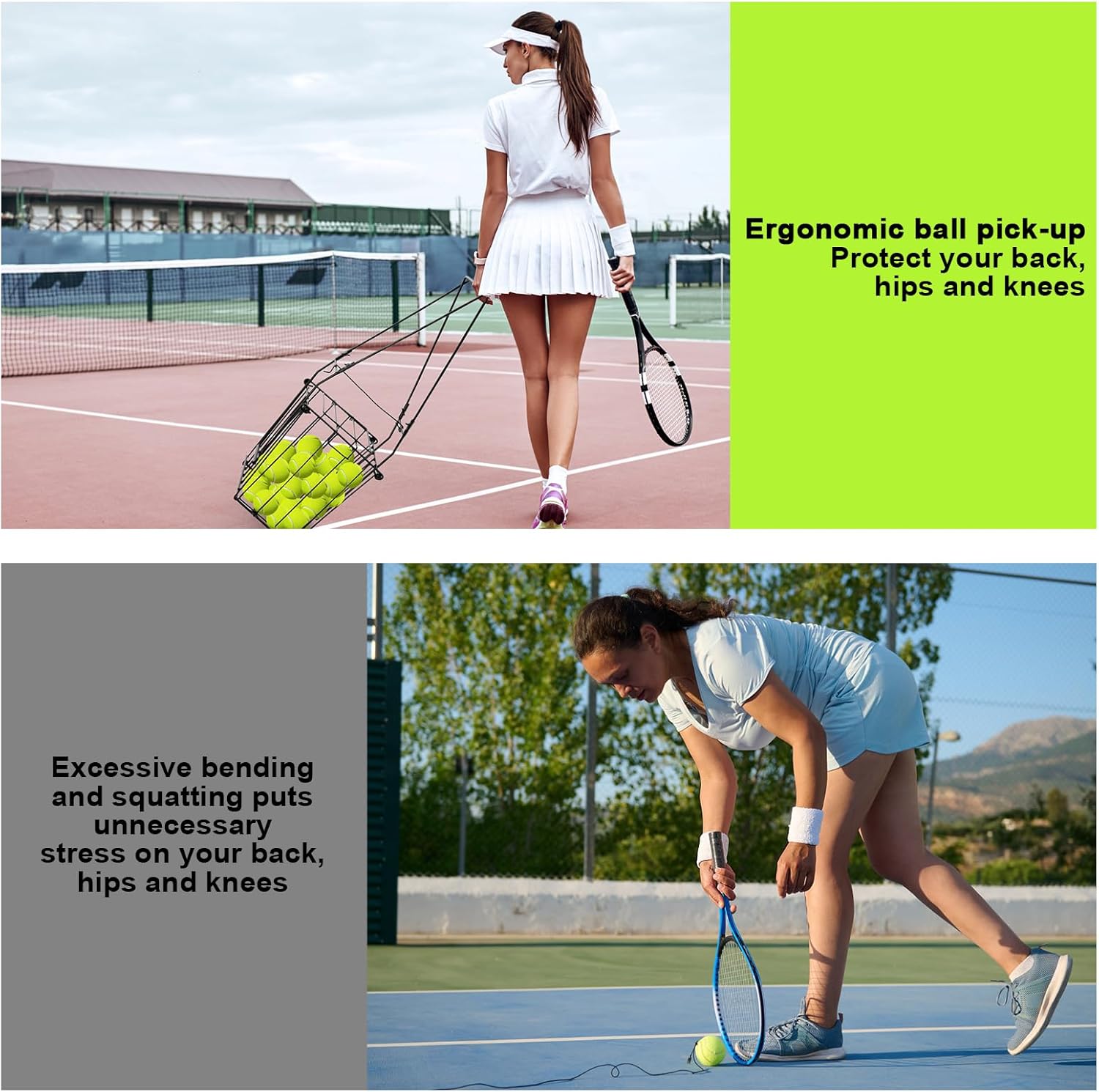 ParseBio Portable Pickleball Tennis Ball Collector with Wheel, 90 Tennis Balls Capacity, Pickleball Retriever Basket Carrier Gatherer Picker Hopper Container - Image 7