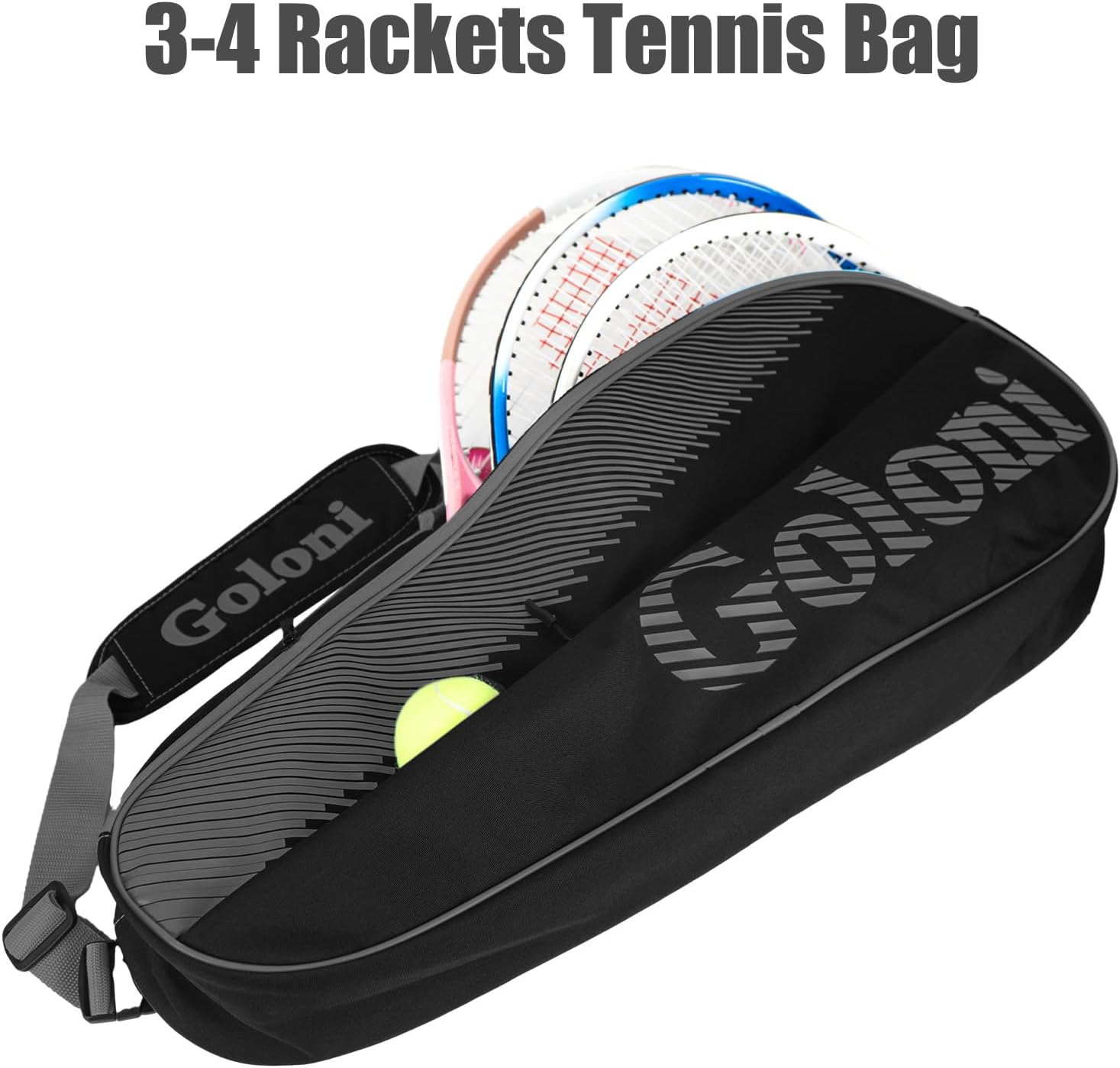 Goloni | 3 Racquet Tennis Bag, for Professional or Beginner Tennis Players, Rackets Cover Bag with Protective Pad & Lightweight | Unisex Design for Men, Women, Youth and Adults - Image 2