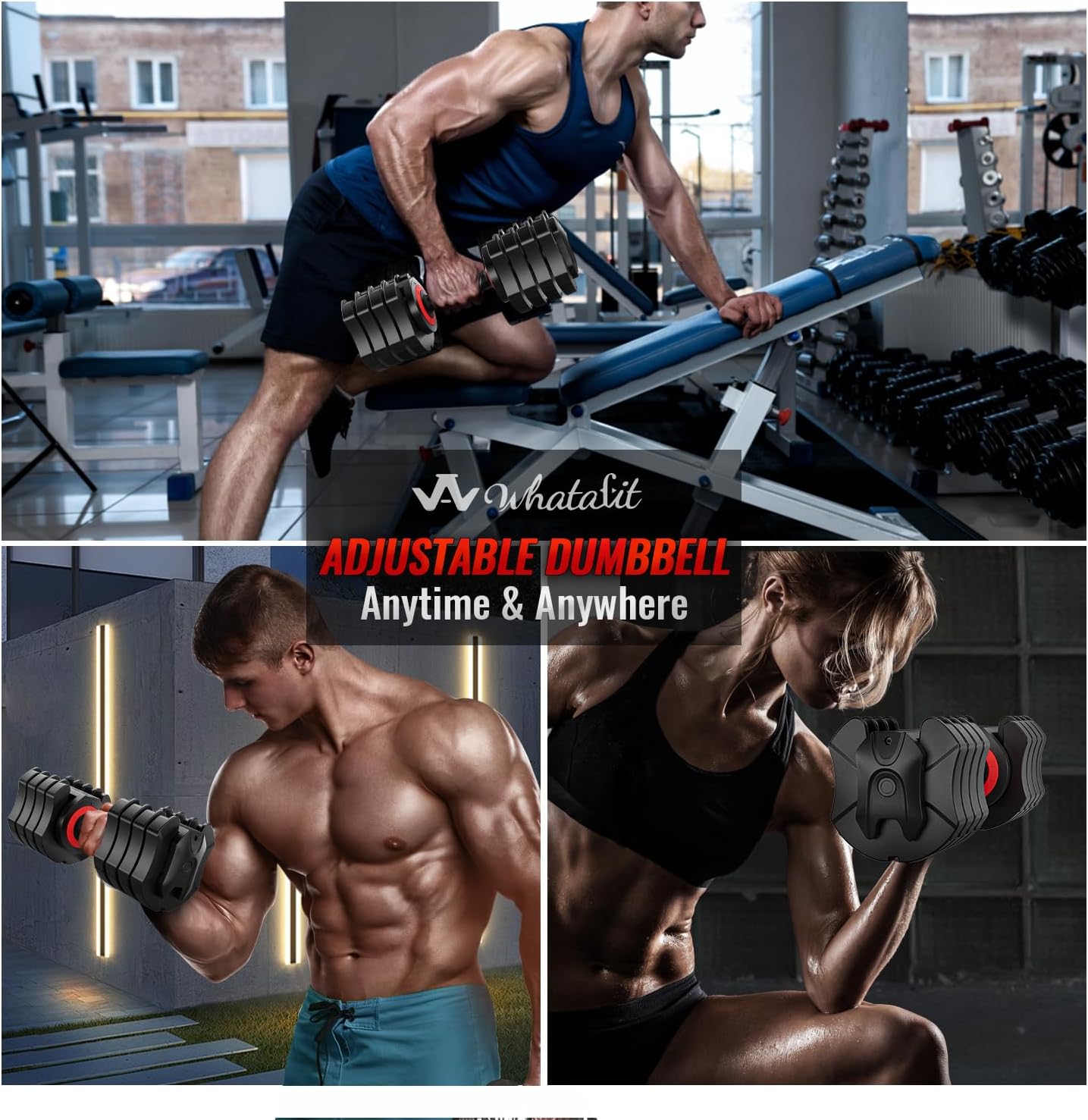 WHATAFIT 2026 Upgrade 25LB Adjustable Dumbbell, 5-in-1 Fast Weight Change with Anti-Slip Handle & Tray, Single Dumbbell for Full Body Workout Fitness Strength Training at Home Gym for Men Women - Image 7