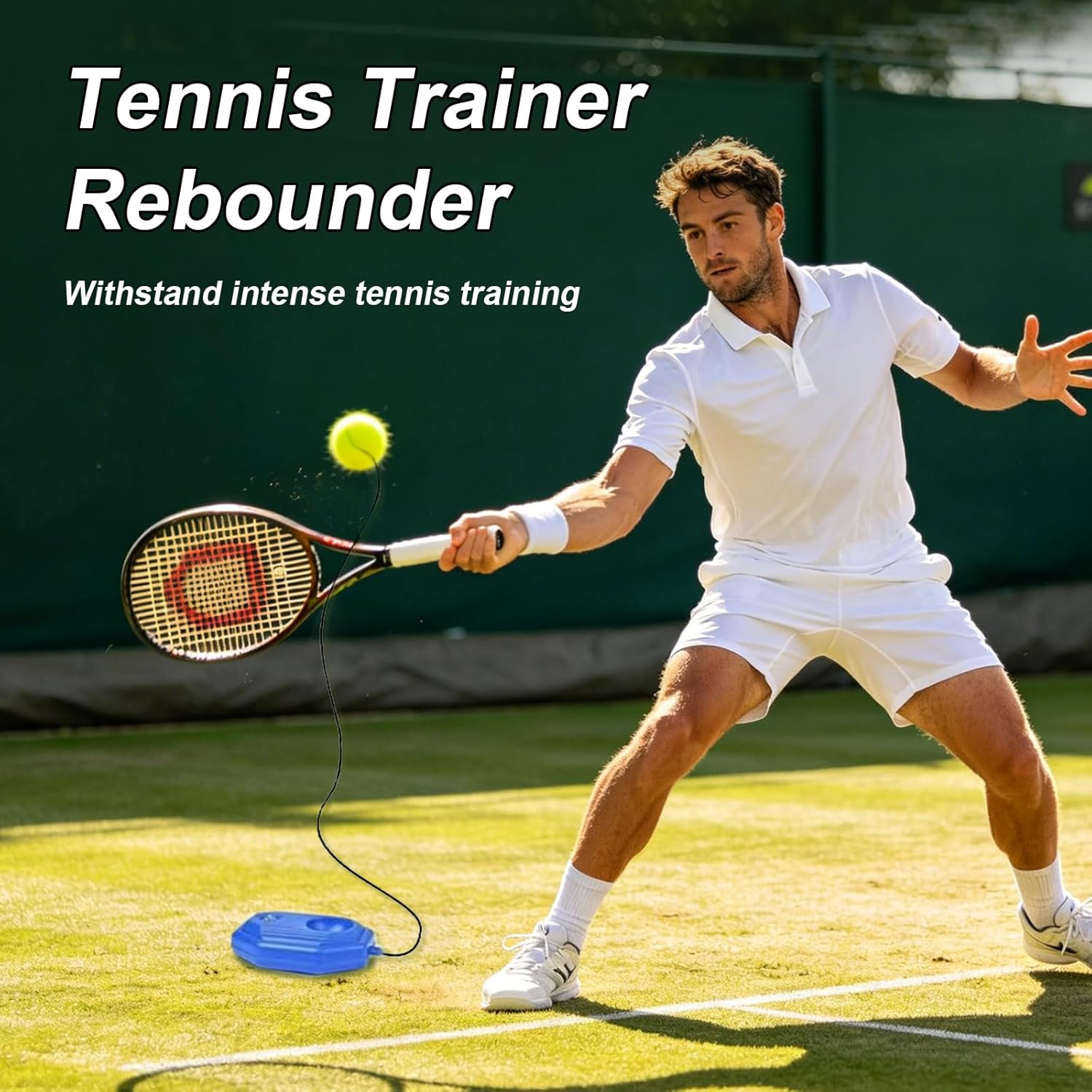 Tennis Rebounder Trainer, Portable Self Practice Tennis Training Equipment with Stable Base, String Attached Rebound Ball for Backyard Indoor Outdoor Solo Training - Image 6