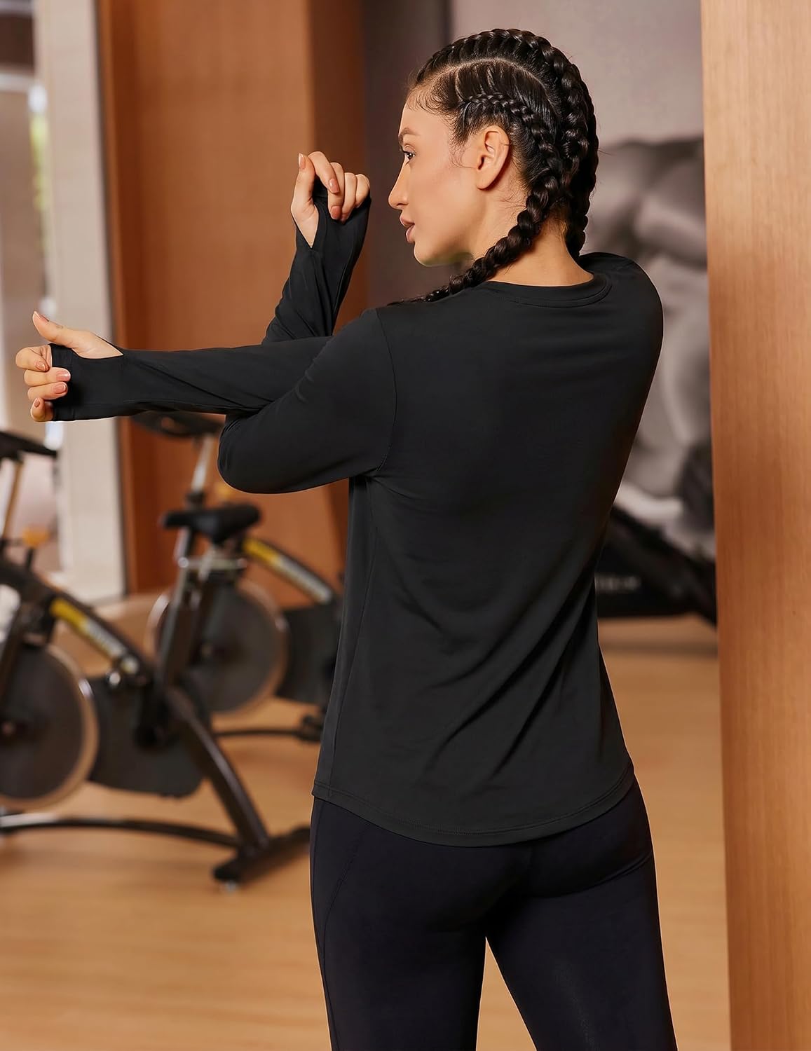 PINSPARK Soft Workout Tops for Women UPF 50+ Sun Protection Shirts with Thumb Holes Quick Dry Running Hiking Rash Shirt - Image 2