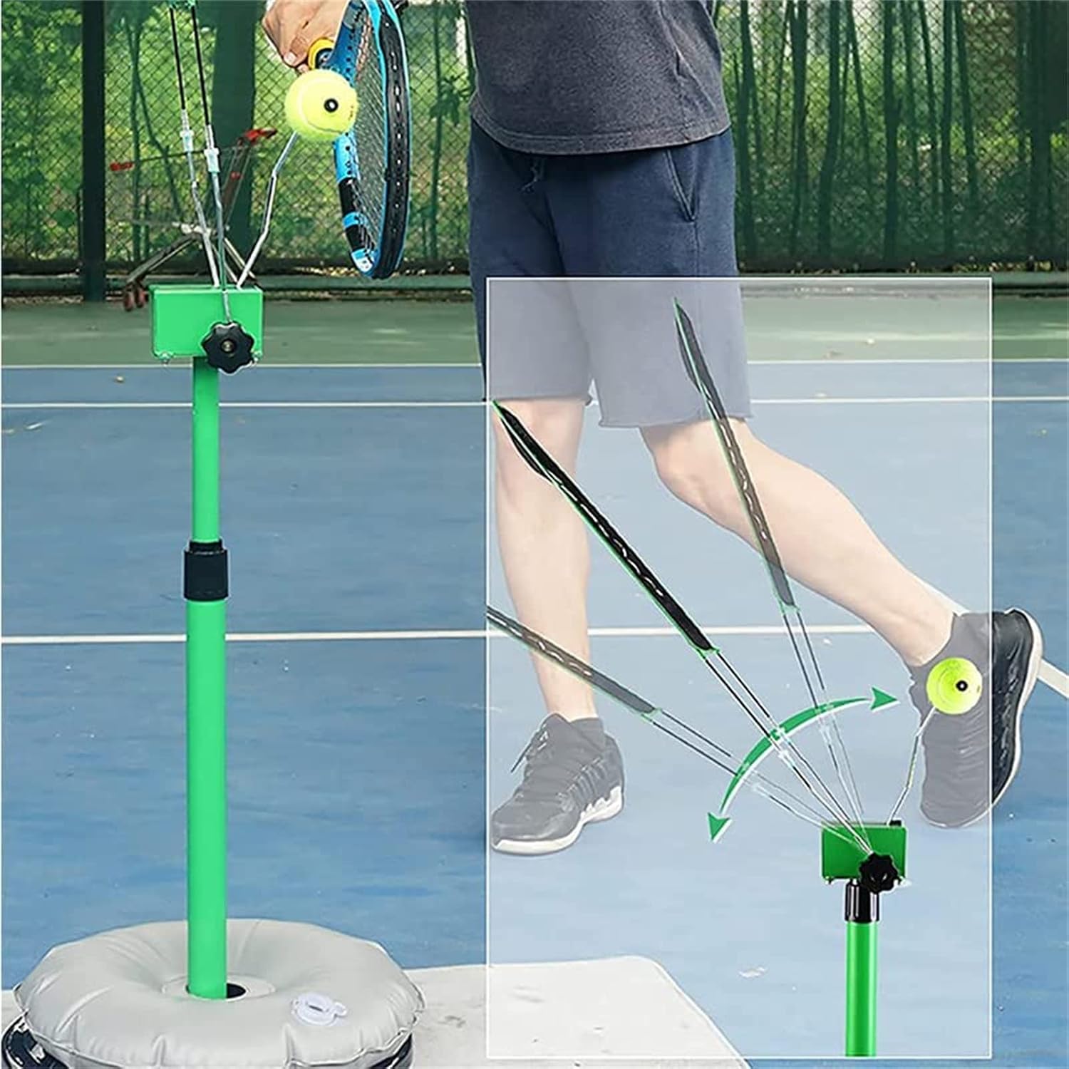 Tennis Training Aid Machine, Portable Single Player Serve Auxiliary Trainer with Adjustable Height, Tennis Machine for Kids Adults - Image 2