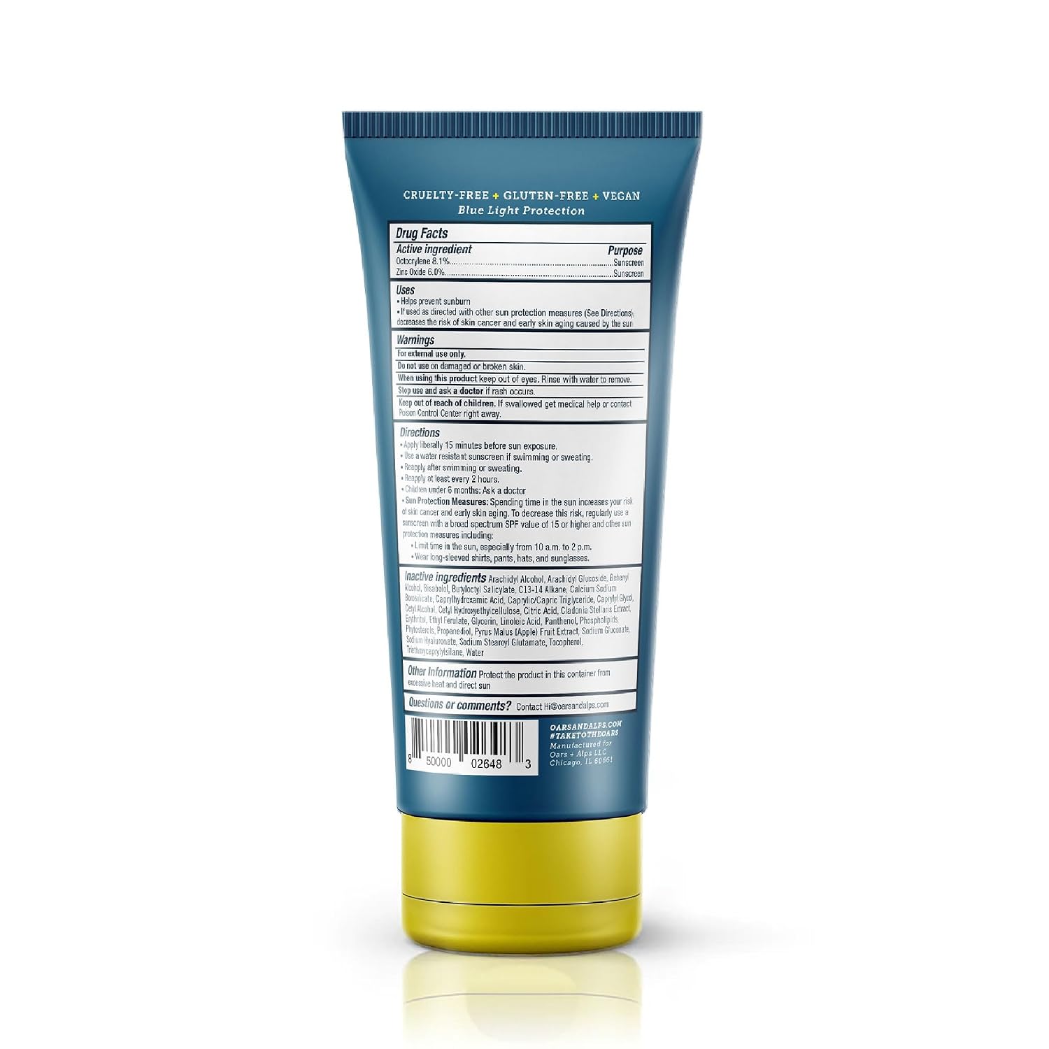 Oars + Alps SPF 37 Sunscreen and Everyday Anti Aging Face Moisturizer, Infused with Hyaluronic Acid - Image 2
