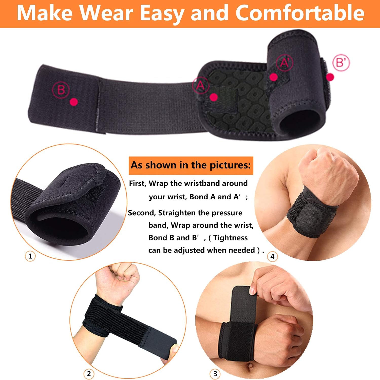 Wrist Brace, 2 PACK Wrist Wraps for Carpal Tunnel for women and men. Wrist Straps for Weightlifting, Working Out and Pain Relief. Flexible, Highly Elastic, Adjustable, Comfortable and Multi-Functional - Image 3