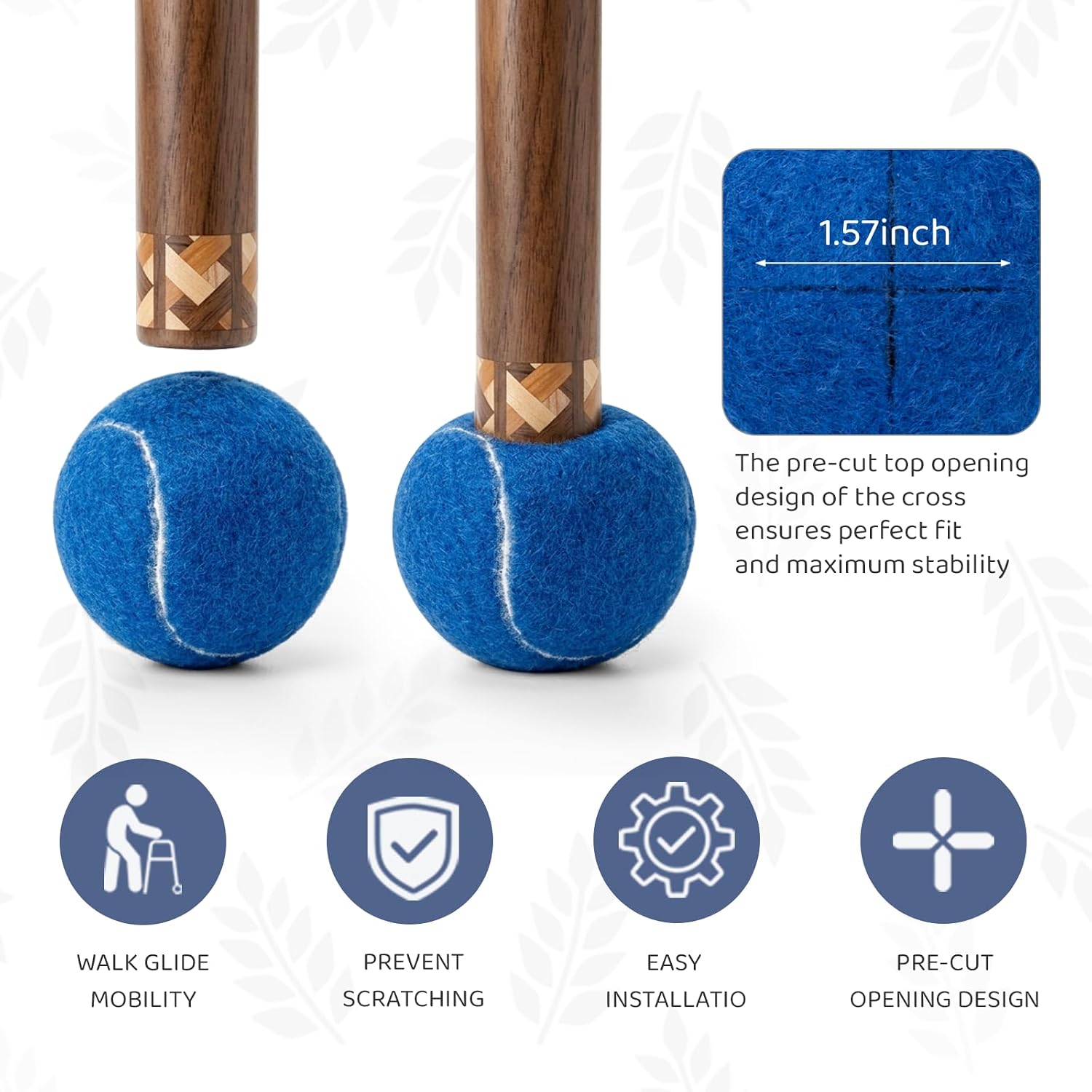 ANCKNE Walker Tennis Balls Precut Tennis Balls for Walkers 4PCS Walkers Legs Universal Precut Glide Balls, Heavy Duty Long Lasting Felt Pad Glide Coverings for Furniture Legs and Floor Protection - Image 2