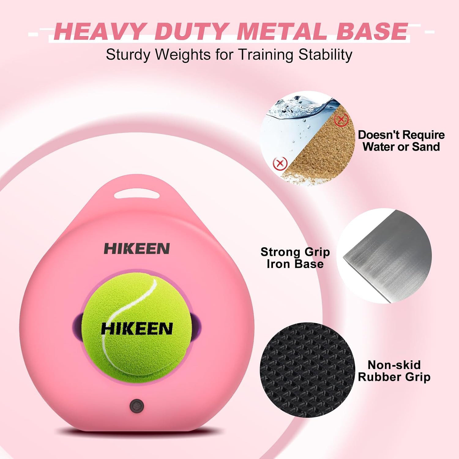 Hikeen Premium Tennis Trainer Rebound with Metal Base,Portable Solo Tennis Trainer Set with 3 Highly Elastic String Balls,Tennis Practice Equipment for Adult Kids an Beginners - Image 2