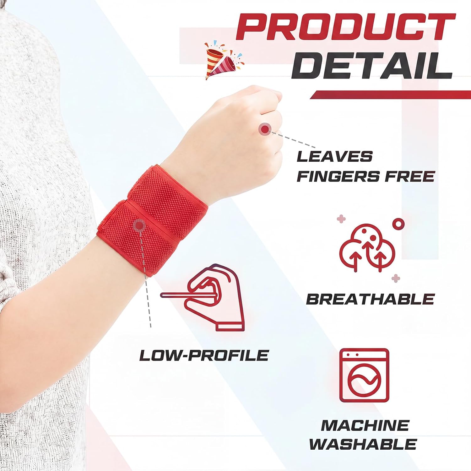 4 Pack Wrist Brace Adjustable Wrist Support Sport Straps for Tendonitis Carpal Tunnel Arthritis Gymnastics Wraps Pain Relief for Football Cheerleaders Fitness Weightlifting(Red) - Image 4