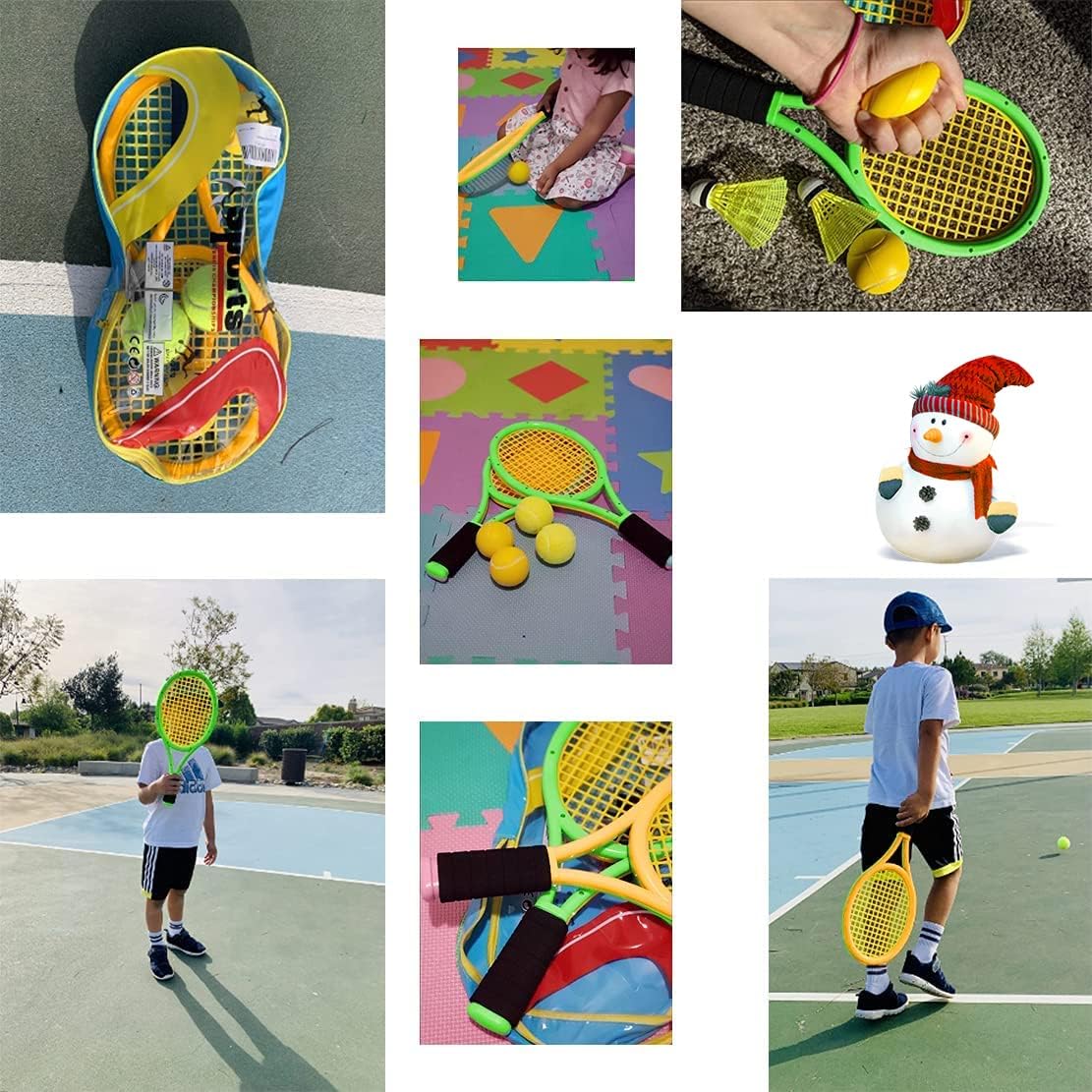 Kids Tennis Rackets with Carrying Bag,Soft Training Balls and Badminton Birdies,12 in 1 Tennis Racquets Gift Set for Children Outdoor Indoor Sports - Image 6