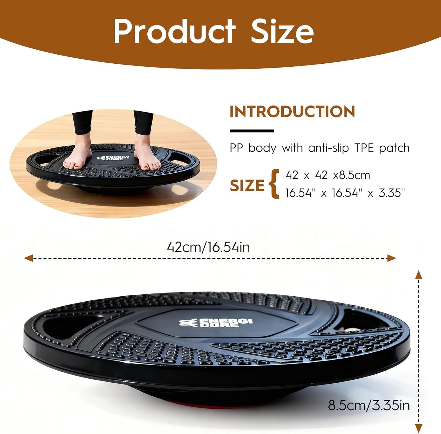 Energi Core Balance Board for Standing Desk and Core Workout - Anti-Slip Surface - Black, Green - Image 3