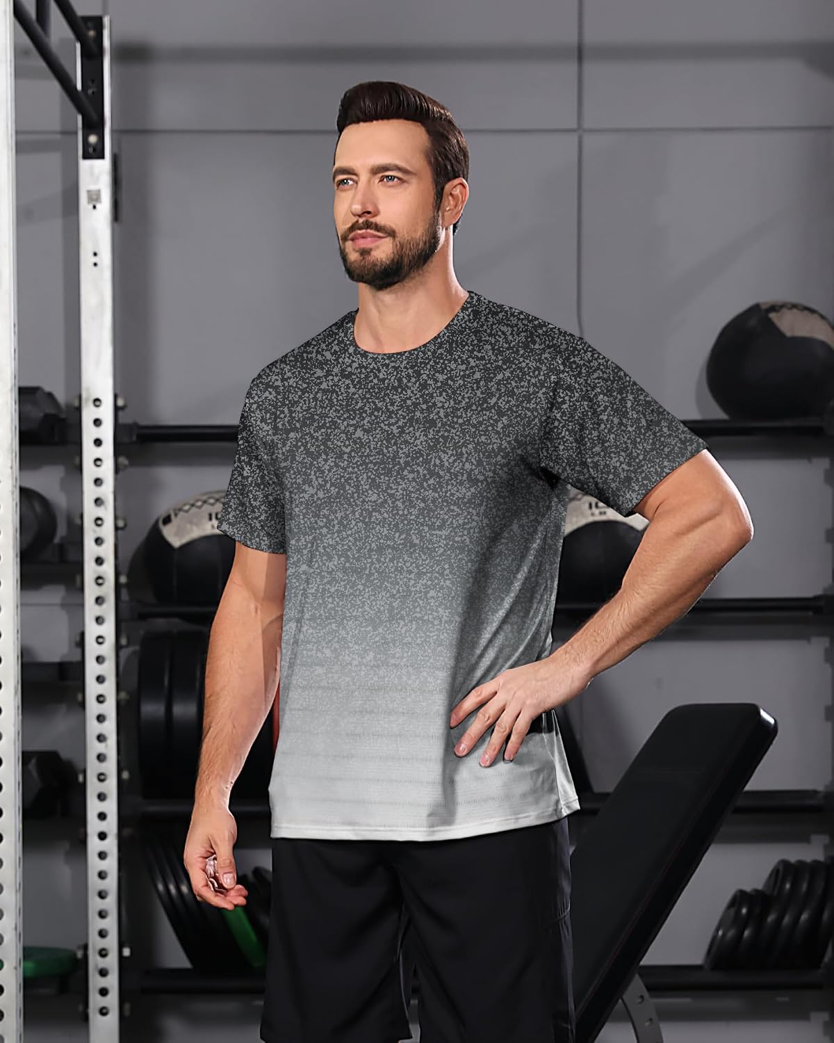 BOJIN Men's Quick Dry Athletic T-Shirt Workout Short Sleeve Performance Gym Top Moisture Wicking Lightweight Running Tee - Image 2