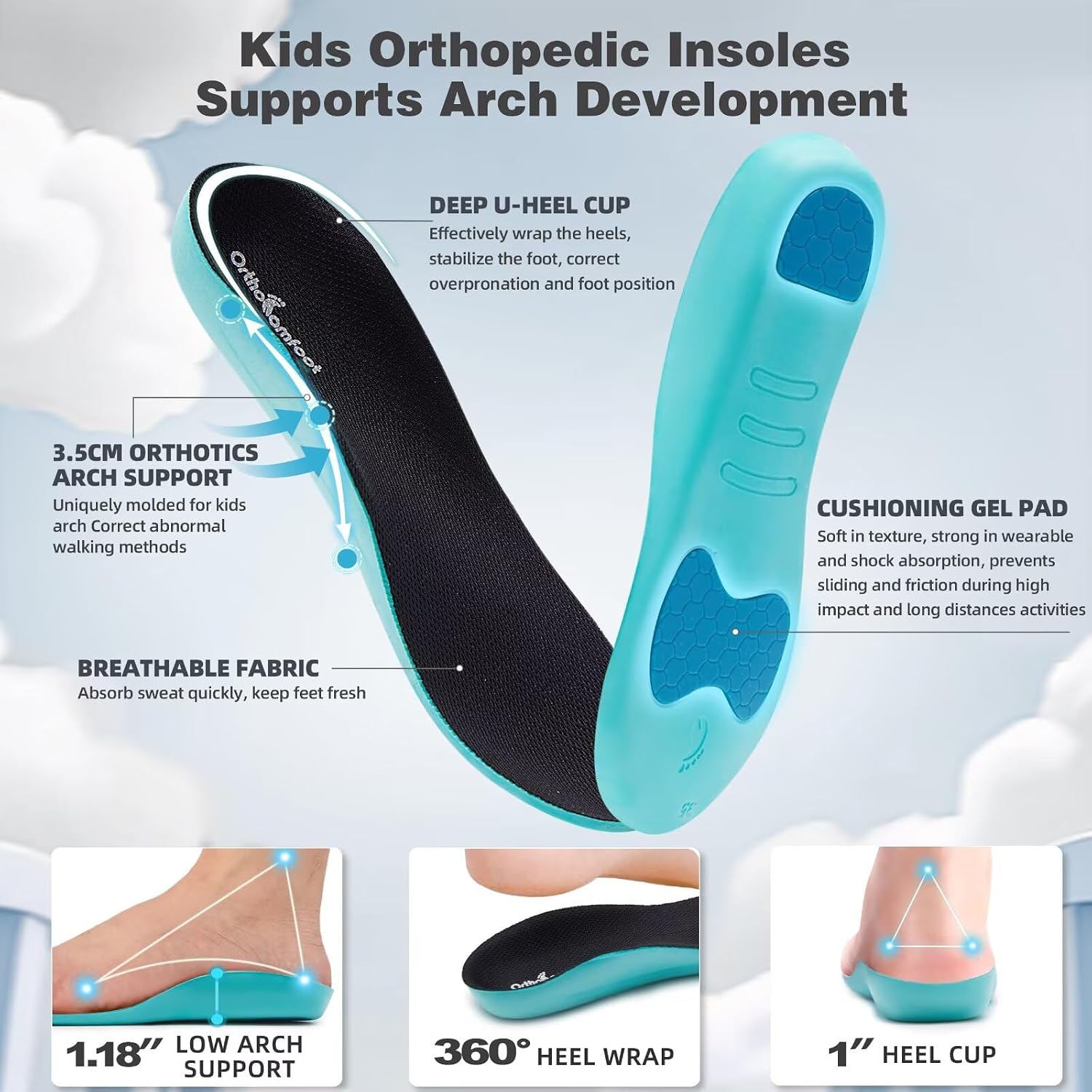Boys Girls Kids Orthopedic Tennis Shoes: Wide Toe Box Comfortable Casual Plantar Fasciitis Arch Support Athletic Running Sneakers, Orthotic School Sports Walking Shoes for Foot and Pain Relief - Image 3