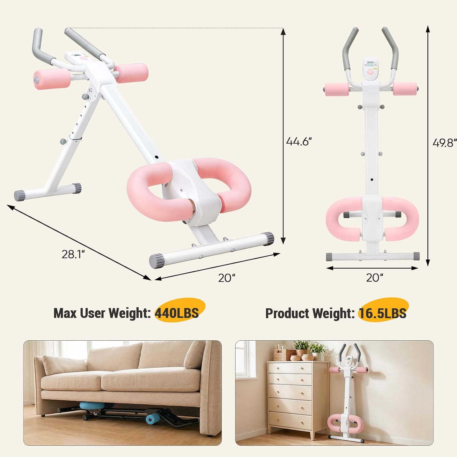 NEWBULIG Ab Machine, Abs Workout Equipment for Home Gym, Adjustable Ab Trainer Machine for Stomach Workout, Foldable Abdominal Trainer - Image 2