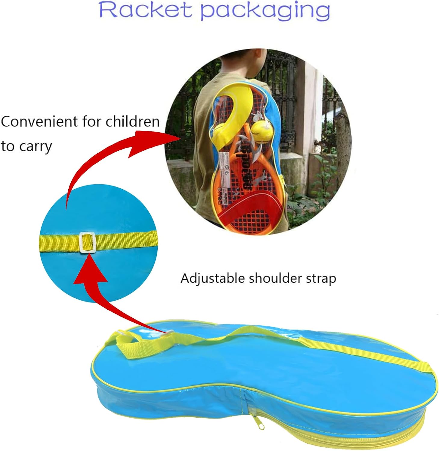 Tennis Racket Set for Children,17 Inch Racquet with 1 Tennis Balls,4 Badminton Shuttlecocks and 3 Soft Balls for Toddler Indoor/Outdoor Sports - Image 8