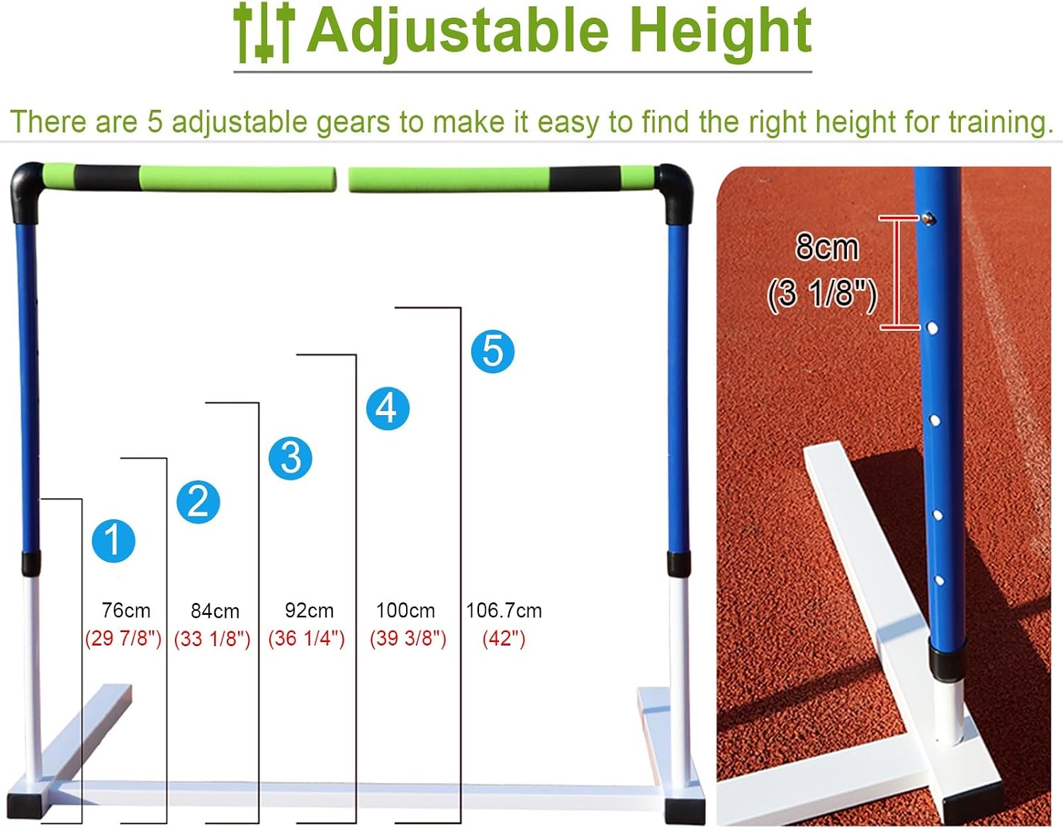 Hurdles Outdoor Jumping Training Hurdles 29.92 in - 42 in, Soccer Basketball Speed Workout Hurdling, Athlete/Coach Agility Trainer Equipment - Image 5
