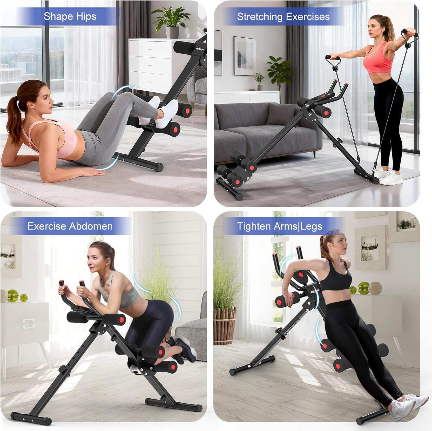RELIFE REBUILD YOUR LIFE AB Workout Machine Adjustable Ab Trainer Machine Foldable Ab Cruncher Strength Training Equipment for Home Gym, Full Body Workout Equipment 440 LBS - Image 2