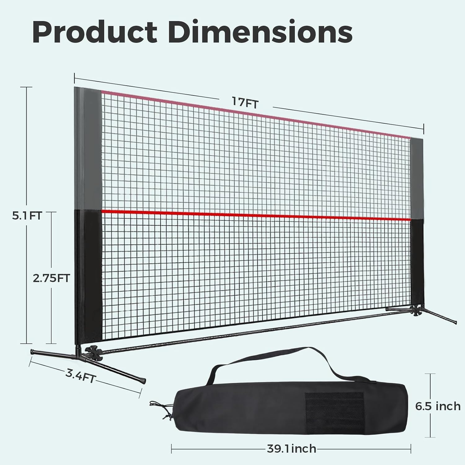 OLIXIS Portable Badminton Net, 2-5 FT Height Adjustable Volleyball Net, Badminton Net with Carry Bag, Volleyball Net, Pickball Net, Backyard Game Indoor Outdoor Use - Image 6