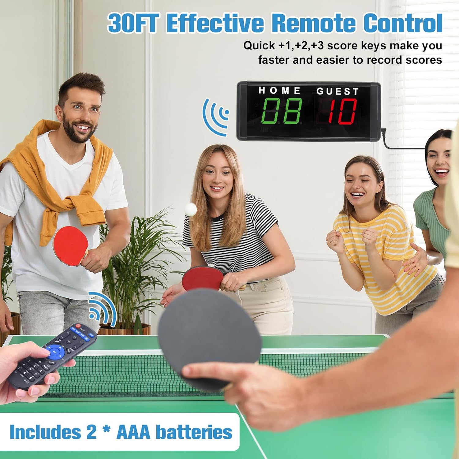 Samshow LED Electronic Scoreboard Digital Score Keeper with Remote & Tripod, Basketball Scoreboard with Shot Clock & Timer & 12/24h Real Time for Football/Corn Hole/ping Pong/Table Tennis - Image 4