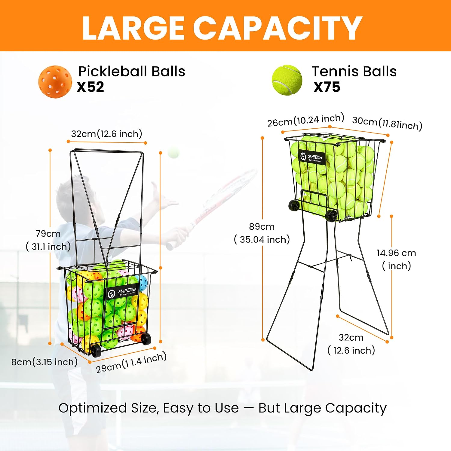 Tennis Ball Hopper, Portable Tennis Ball Holder with Handle for Court, Practice & Training - Image 2