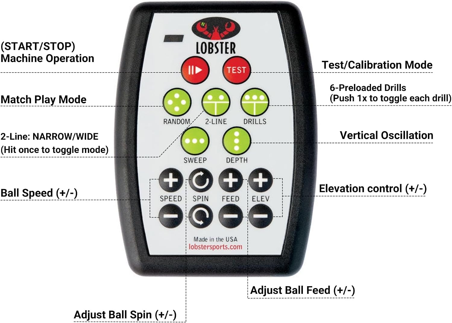LOBSTER Sports Elite Tennis Ball Machine - Auto Portable Tennis Ball Launcher, Preloaded & Custom Drills, Spin Control, Lob Elevation Switch, Ball Speed (up to 80MPH), with Multi-Function Remote - Image 5