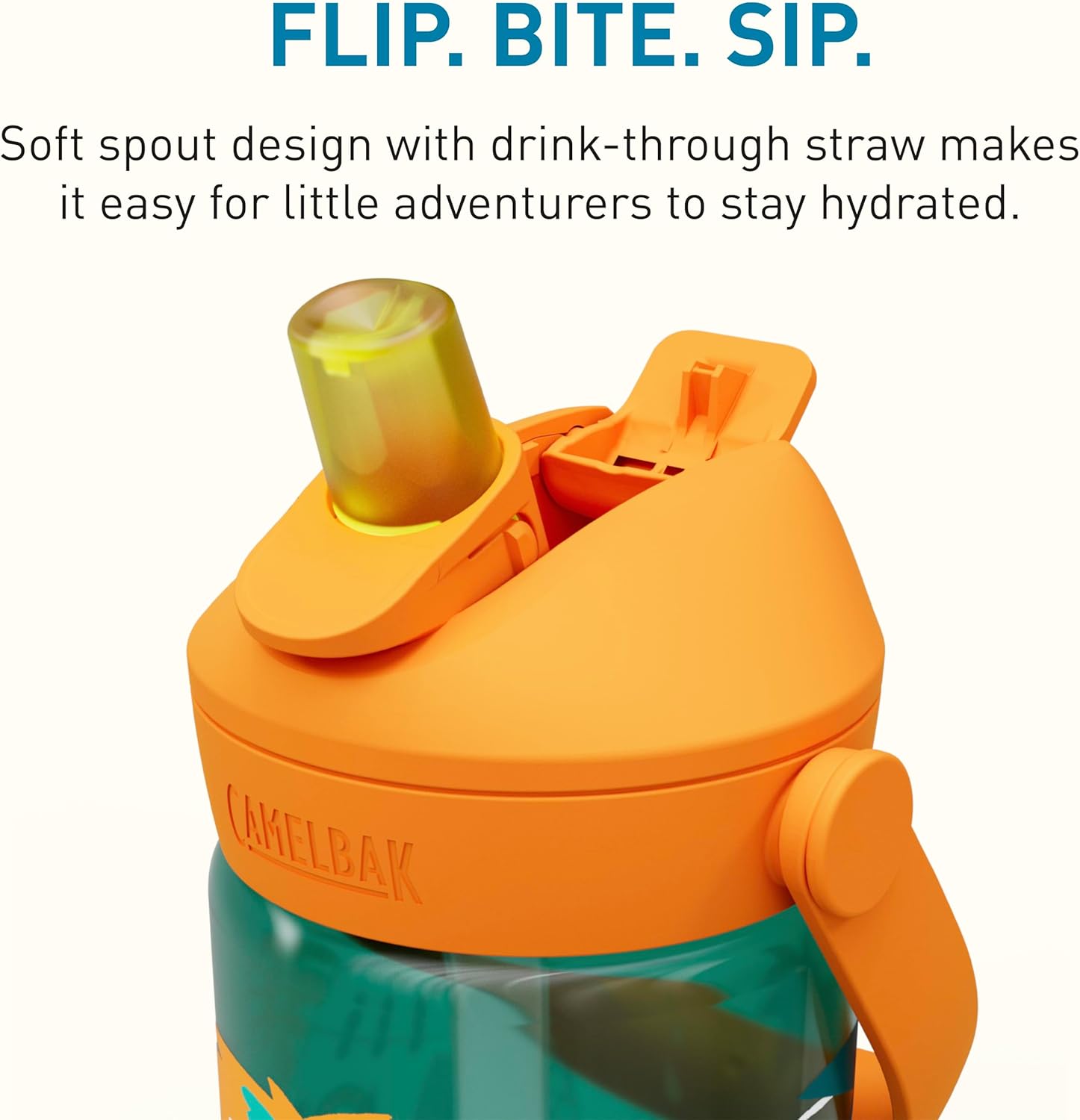 CamelBak Thrive Flip Straw Kids Water Bottle with Bite Valve, Tritan Renew Design for School and Travel, 14oz, Jungle Animals - Image 5