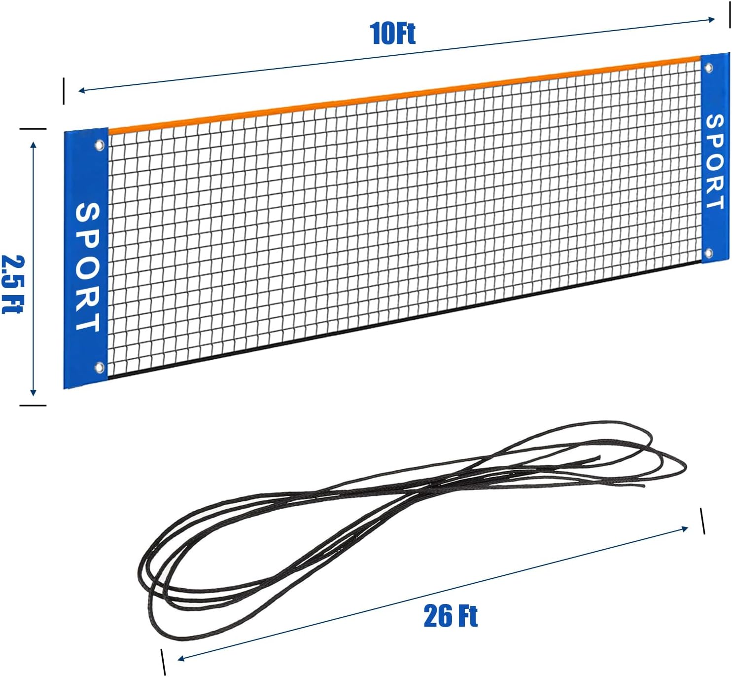 Eastgoing 10 ft Mini Portable Soccer Tennis Net | Pickleball Net for Driveway Backyard. Easy Assemble Beach Tennis Net -(Only Net) - Image 2