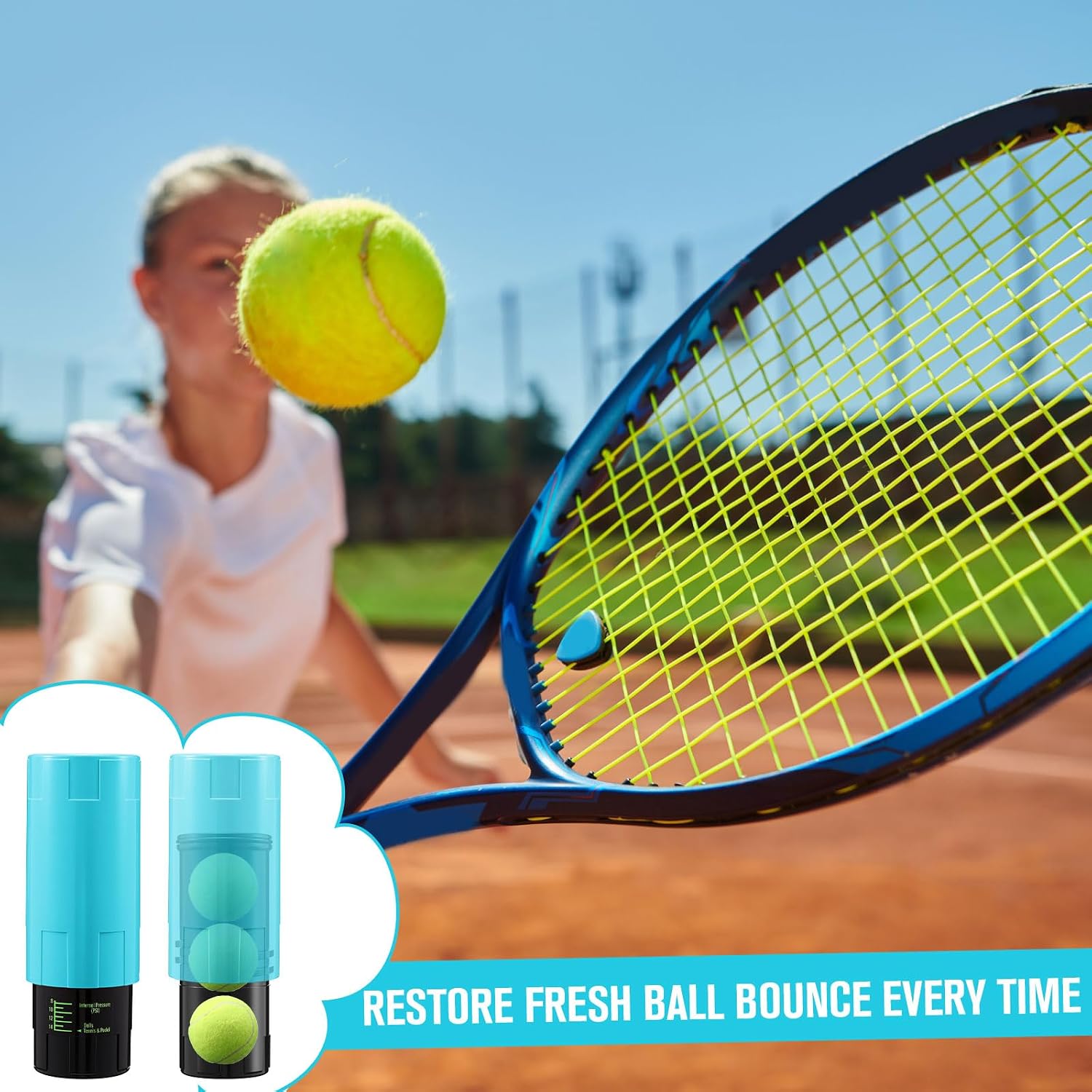 Soulchen Tennis Ball Pressurizer - Tennis Ball Storage Canister Holds 3 Balls Under 14 Psi Pressure, Reusable Stuff for Bounce Retention, Lightweight & Durable - Image 5
