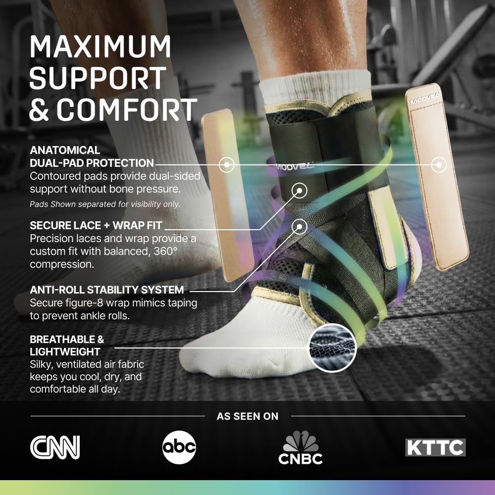 MODVEL Slim Lace Up Ankle Brace, Adjustable Ankle Braces for Men, Ankle Brace for Women, Ankle Support for Women – Figure 8 Ankle Brace Strapping with Soft Pads for Sprained Joint Stability Ankle Wrap - Image 2