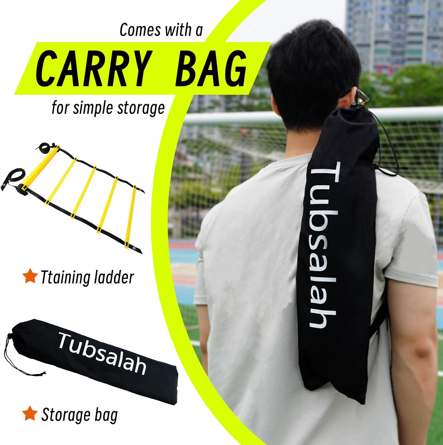 20ft Adjustable Agility Ladder with Carry Bag Training Equipment for Footwork Drills | Football Training Equipment & Speed Ladder for Soccer, Basketball – Fitness Feet Training - Image 4