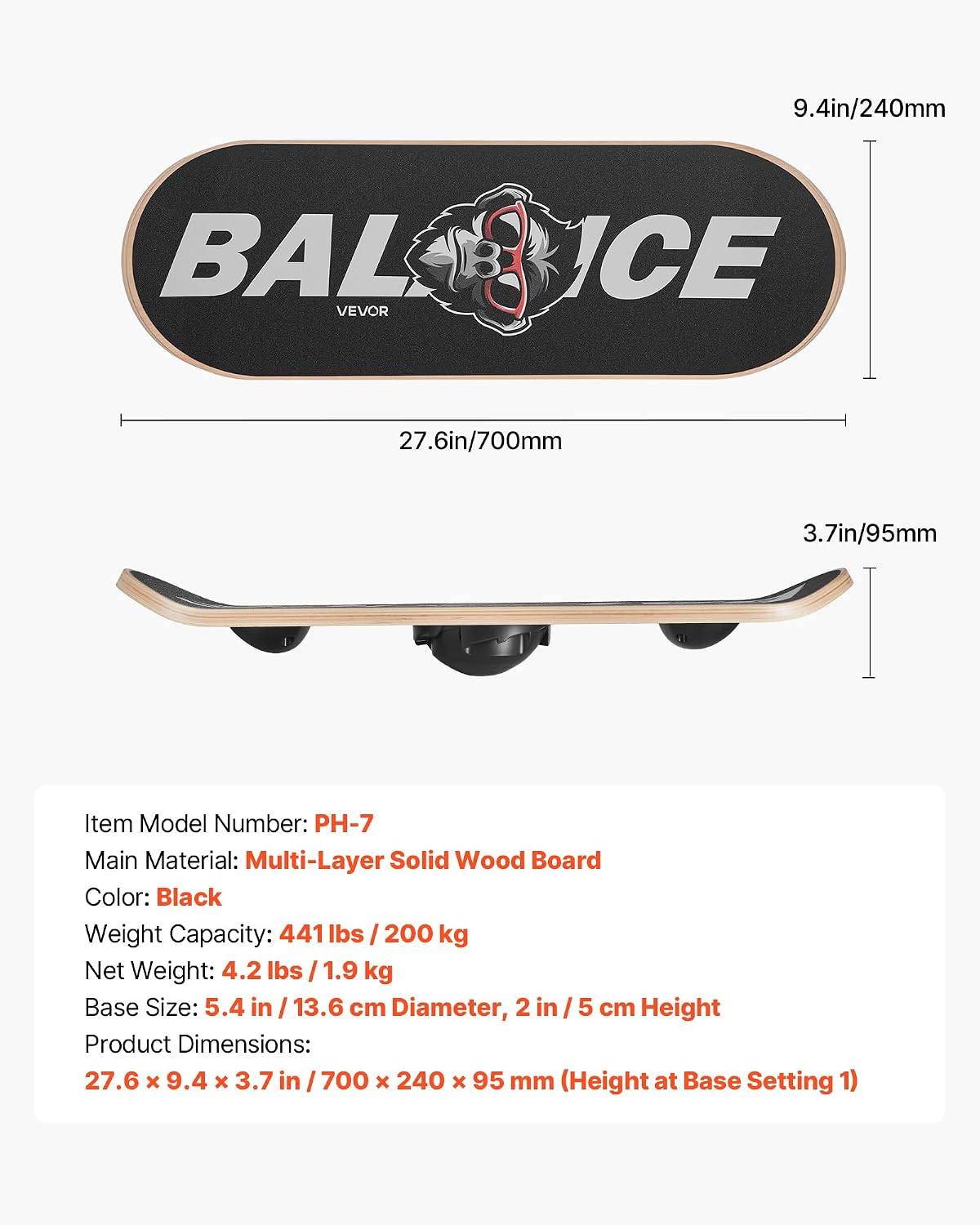 VEVOR Balance Board, Wobble Board Trainer for Adults 3-Level Adjustable Base, Premium Wooden Balance Training Equipment, Slip-Resistant Surface for Core Workout, Standing Desk Exercise, Home Gym, Yoga - Image 7