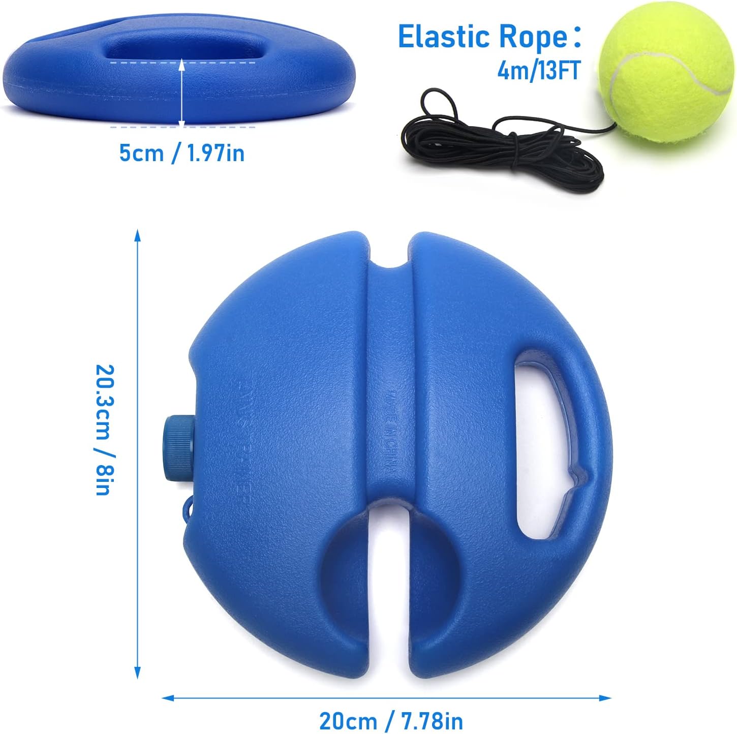 Tennis Trainer Rebound Ball with String Solo Tennis Training Kit Portable Practice Rebounder Equipment Training Tools with Long Elastic Ropes for Adults, Kids, Beginners - Image 2