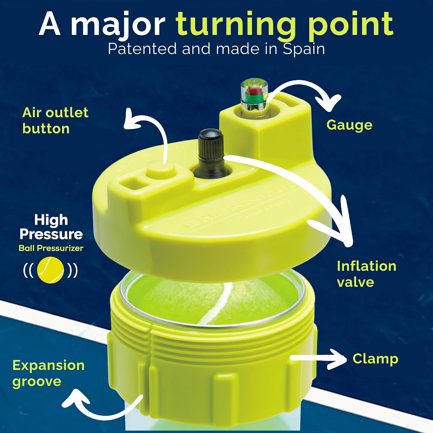 BALL RESCUER: Tennis Ball Pressurizer – Converts Compatible Tennis Ball Container into a 30 psi Ball Pressurizer & Extends Ball Life (Pump & Container not Included in Standard and Standard Plus) - Image 5