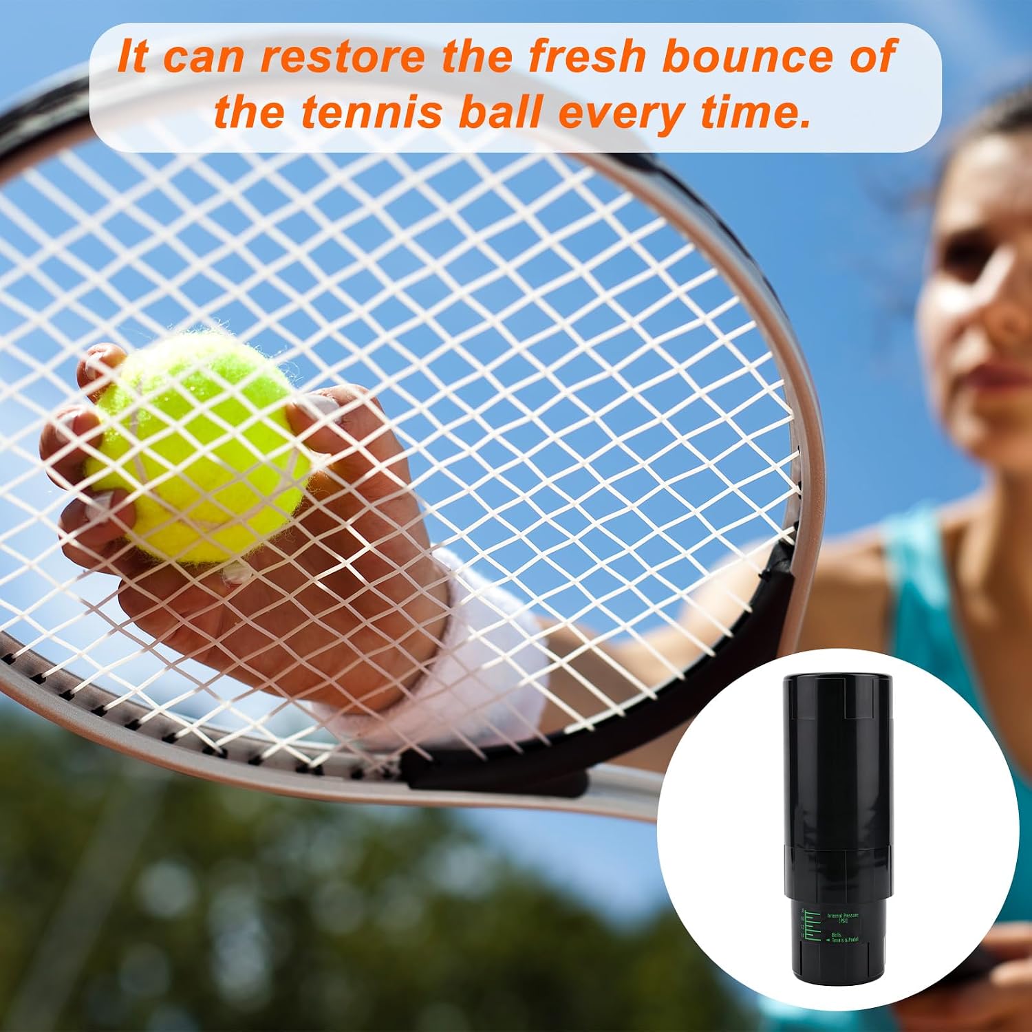 Tennis Ball Pressurizer Storage Canister, Holds 3 Balls 14 PSI Tennis Balls Saver Airtight Container Maintains Fresh Pod Bounce Reusable Ball Pressure Keeper Holder for Club Players (Black) - Image 5
