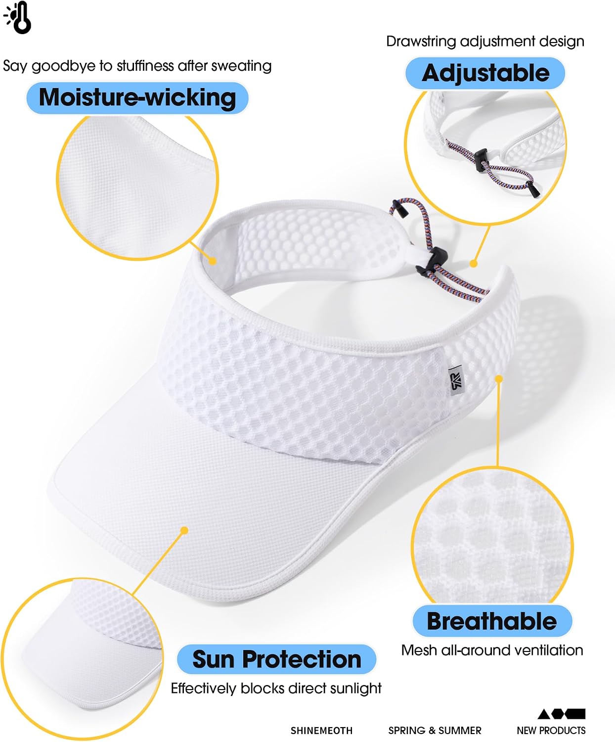SUNMECI Mesh Breathable Sports Visor - Men Women Adjustable Lightweight Quick Dry Sun Hat for Tennis, Golf, Running - Image 4