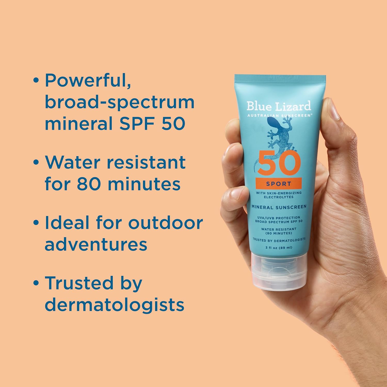 Blue Lizard Sport Mineral SPF 50 Lotion, Ideal for Athletes, 100% Mineral Sunscreen Actives, Fragrance-Free, Paraben-Free, Vegan, 3.0 fl oz - Image 2
