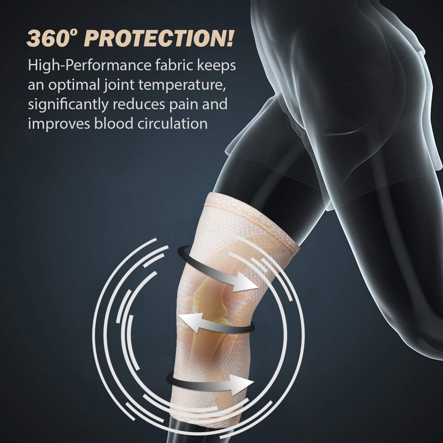 POWERLIX Leg Sleeve - Best Knee Brace for Leg Pain for Men & Women Knee Support for Running, Basketball, Volleyball, Weightlifting, Gym, Workout, Sports Please Check Sizing Chart - Image 2
